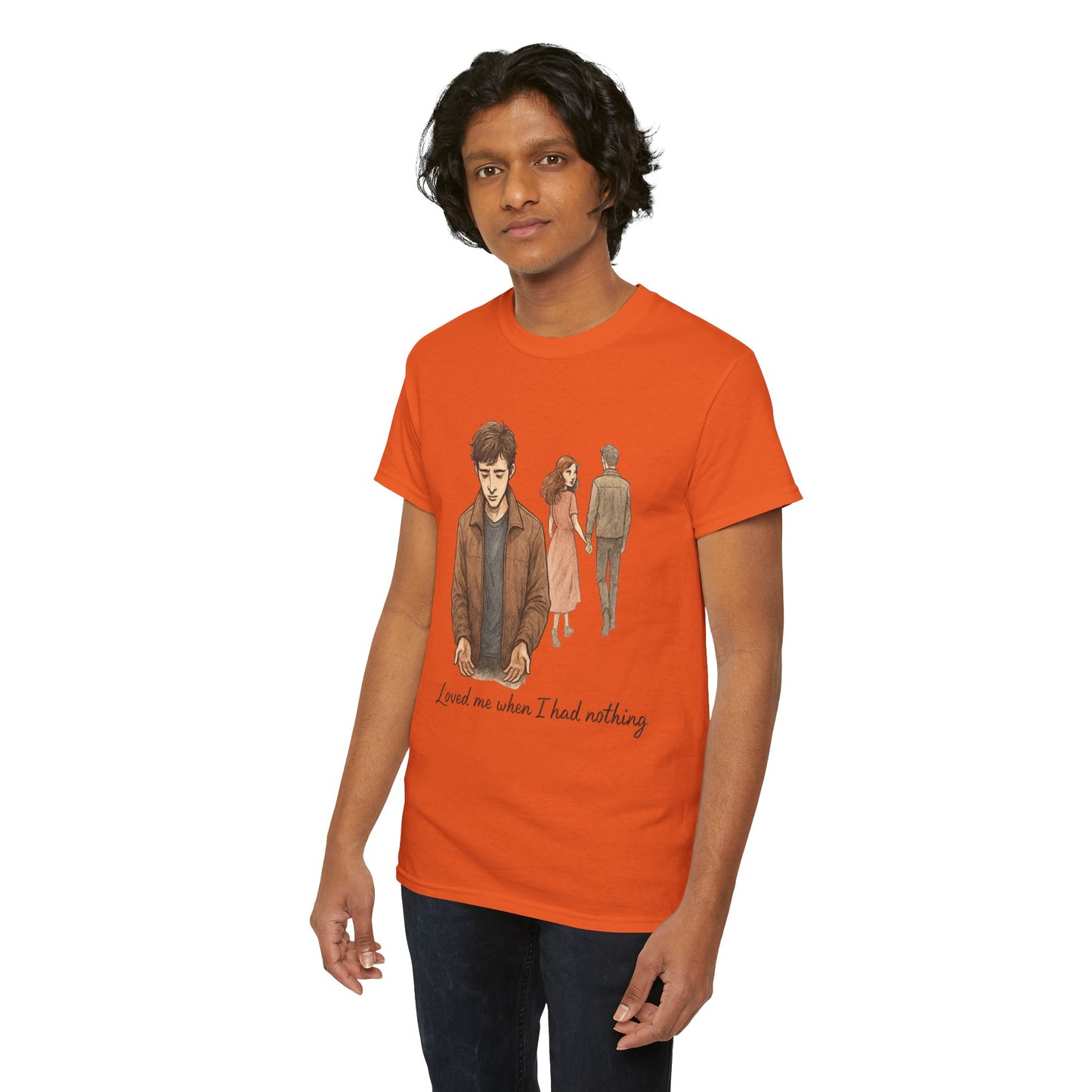 T-Shirt — 'Loved Me When I Had Nothing' Vintage Couple Illustration Tee