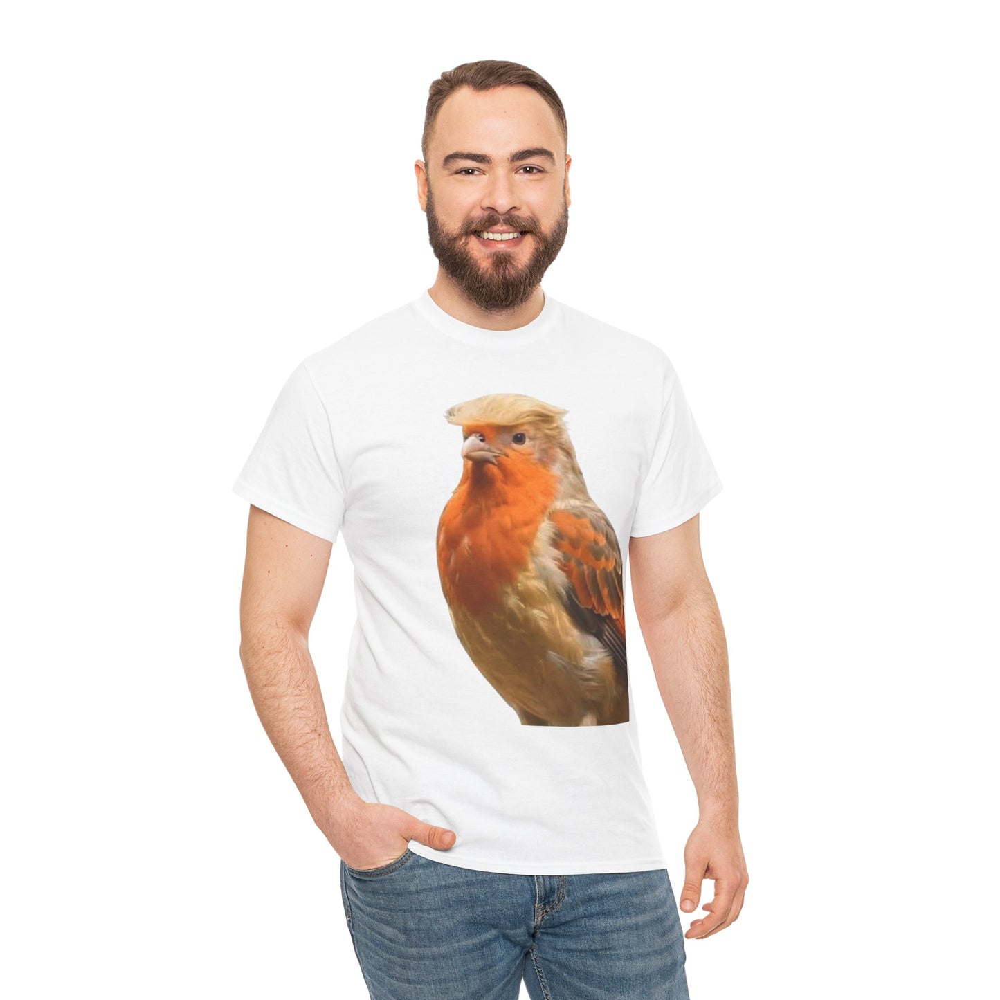 Robin Illustration T-Shirt — Cute Red-Breast Bird Graphic Tee