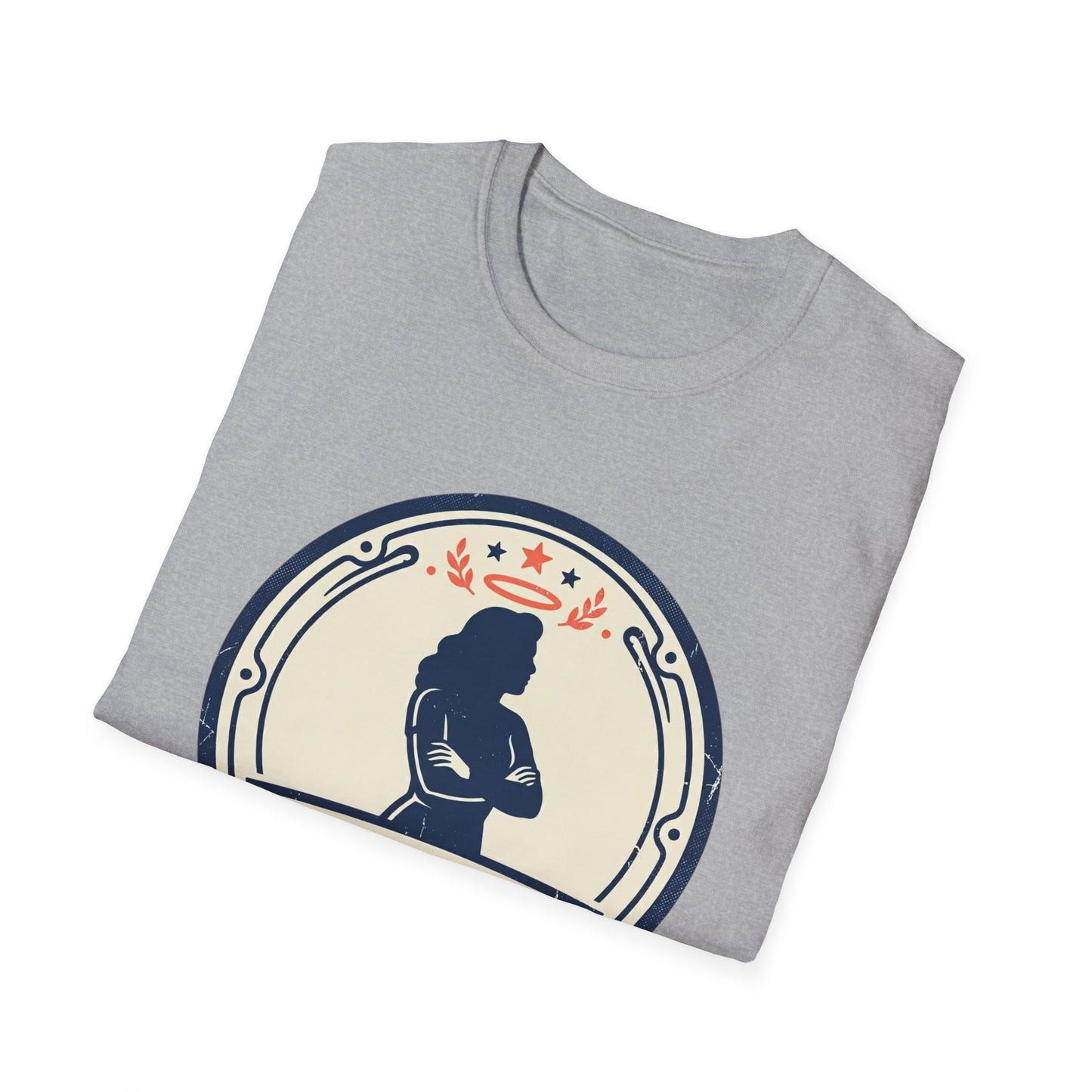 I Am Her Women’s T-Shirt — Empowering Mom & Woman Pride Vintage Badge Tee