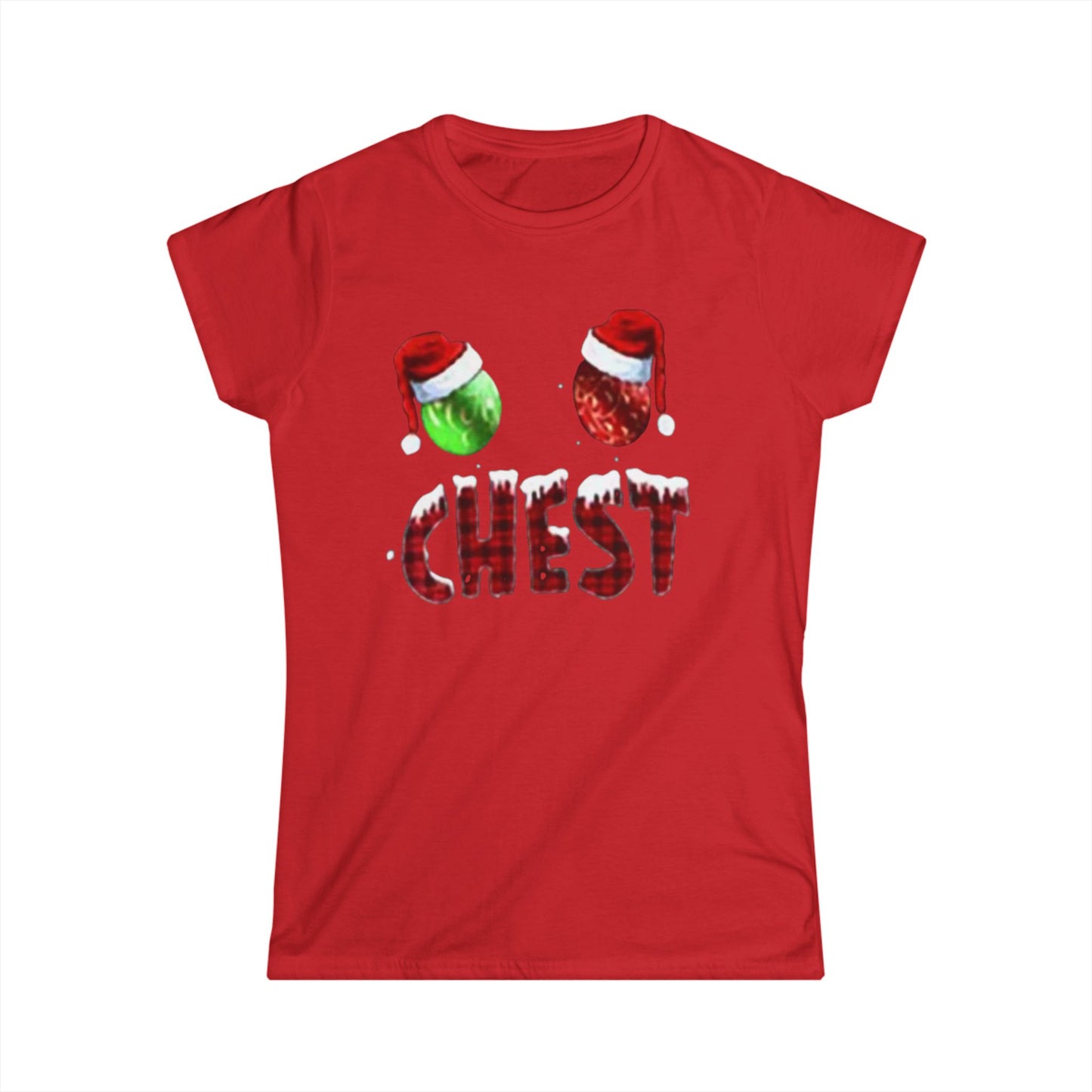Chest Christmas Tee — Festive Ornaments & Santa Hats Holiday Shirt