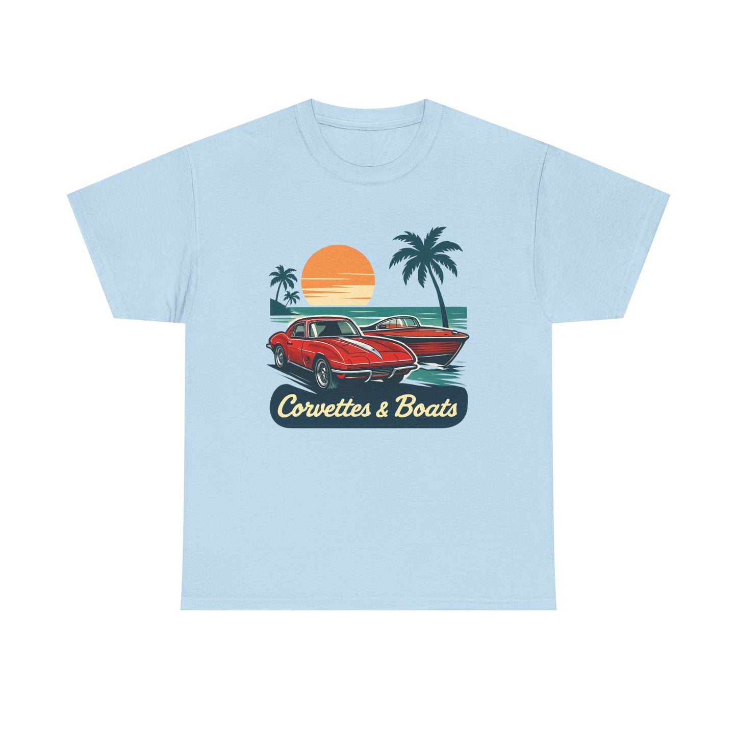 Corvettes & Boats Retro Sunset T‑Shirt