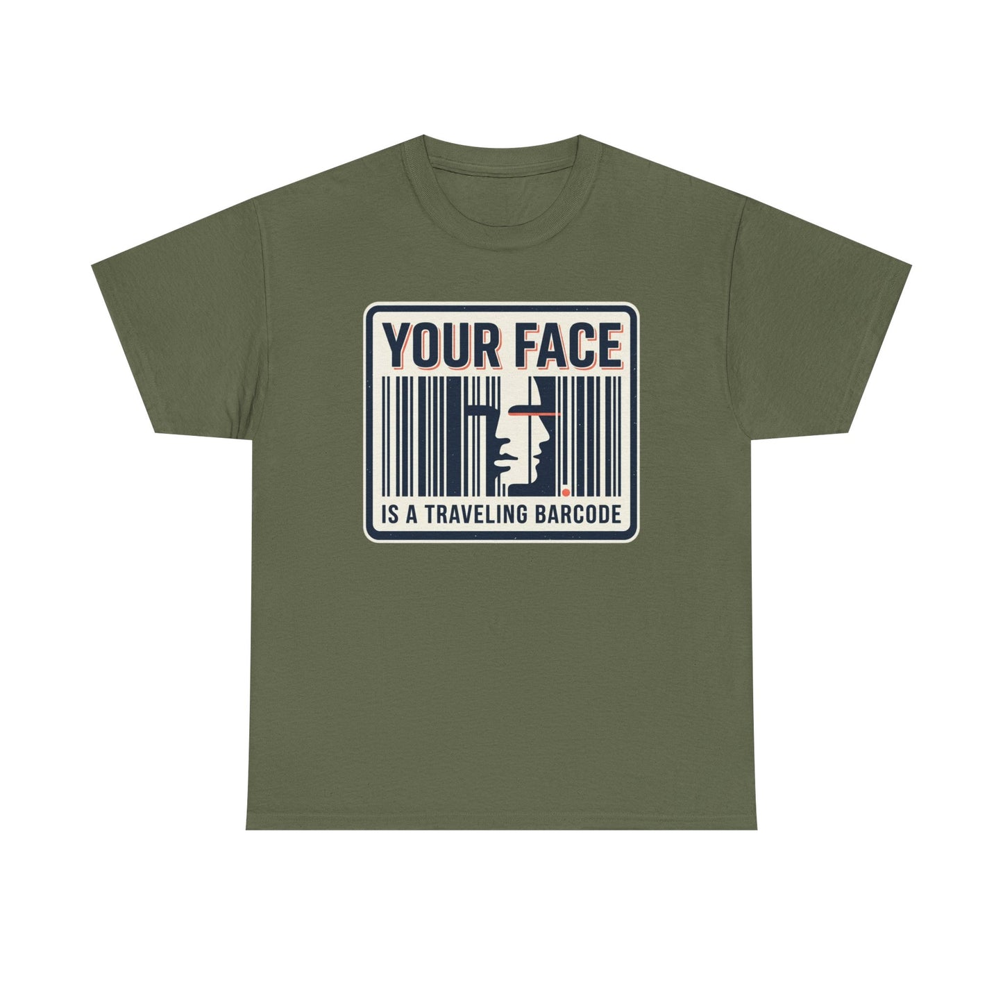 "Your Face Is a Traveling Barcode" Graphic Tee