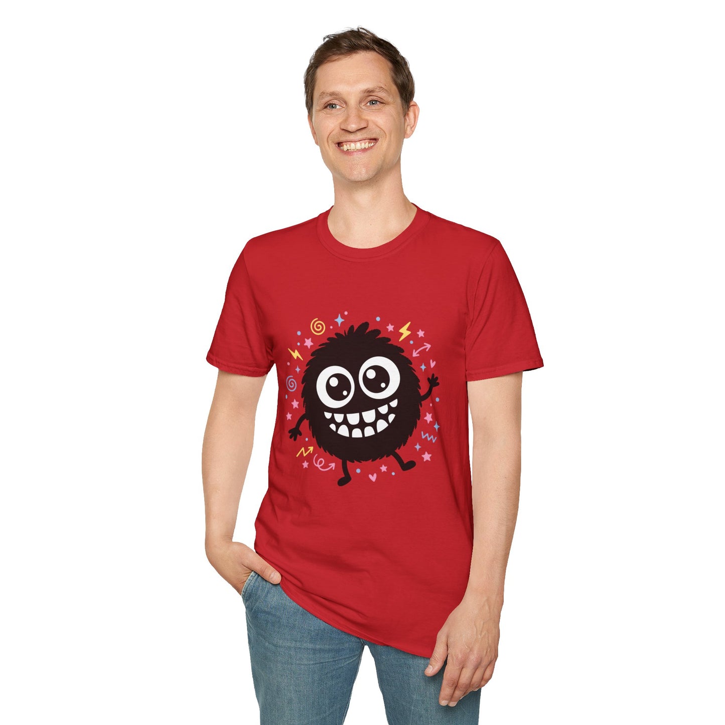 Cute Fuzzy Monster T-Shirt — Playful Cartoon Graphic Tee for Kids & Adults