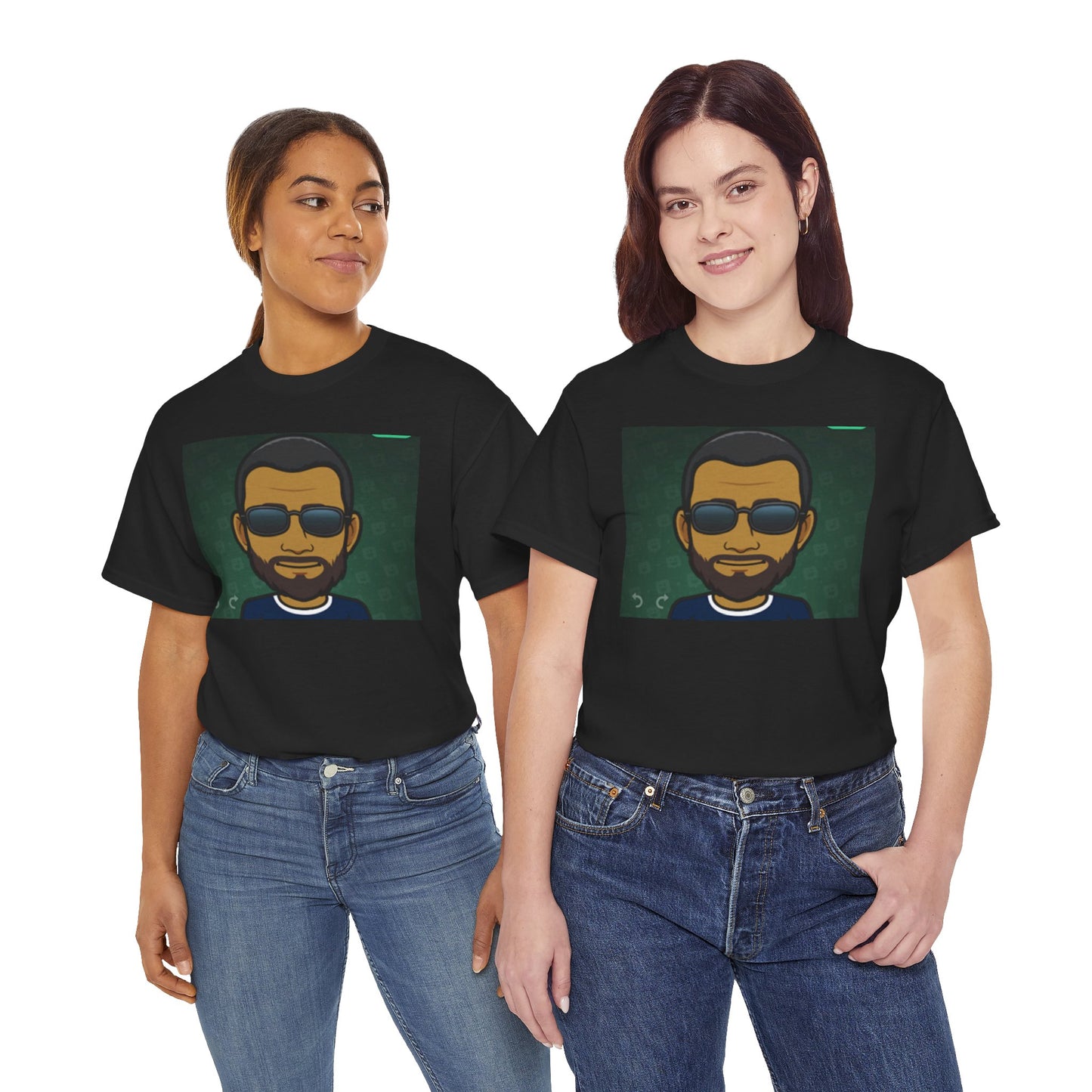 Bitmoji Portrait Tee — Cool Sunglasses Avatar Graphic T-Shirt Printify