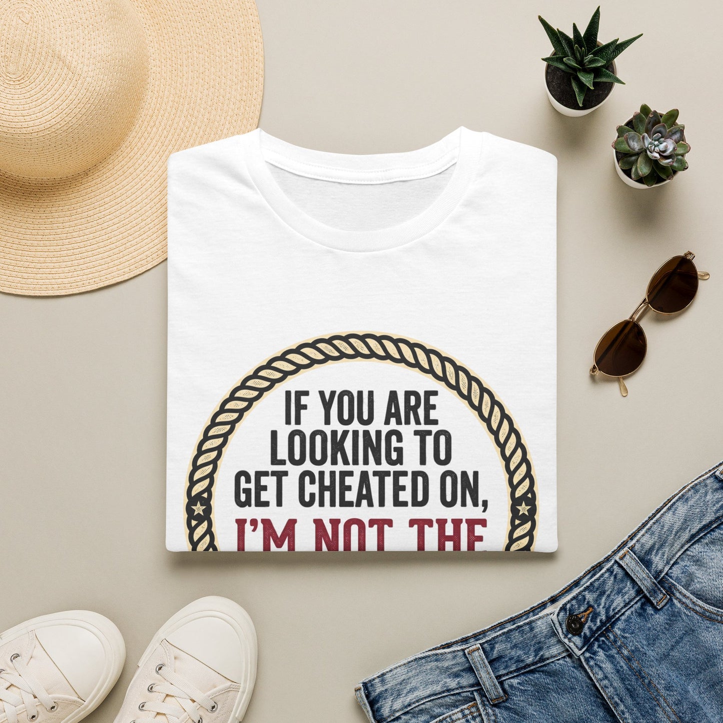 "If You’re Looking to Get Cheated On, I’m Not the One for You" Funny Rustic Graphic Tee