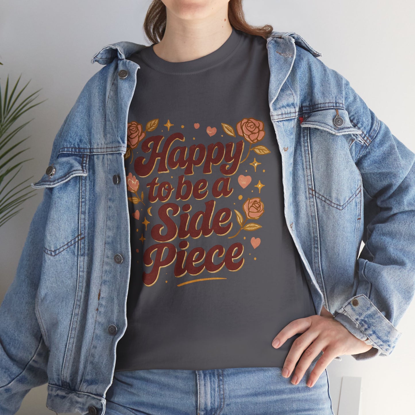 Happy to Be a Side Piece Tee — Retro Floral Statement T-Shirt