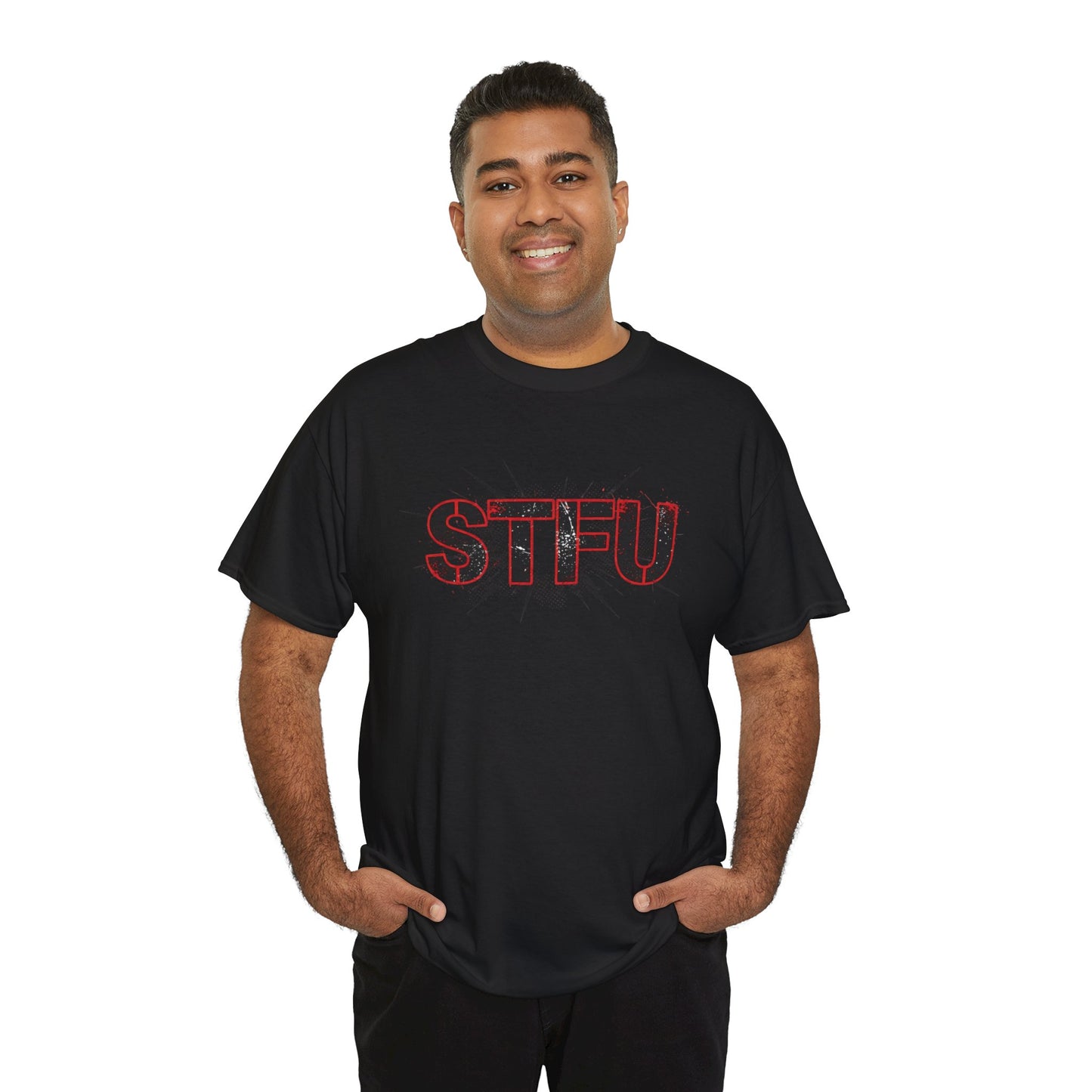 STFU Graphic Tee — Bold Distressed Text Shirt for Statement Style Printify