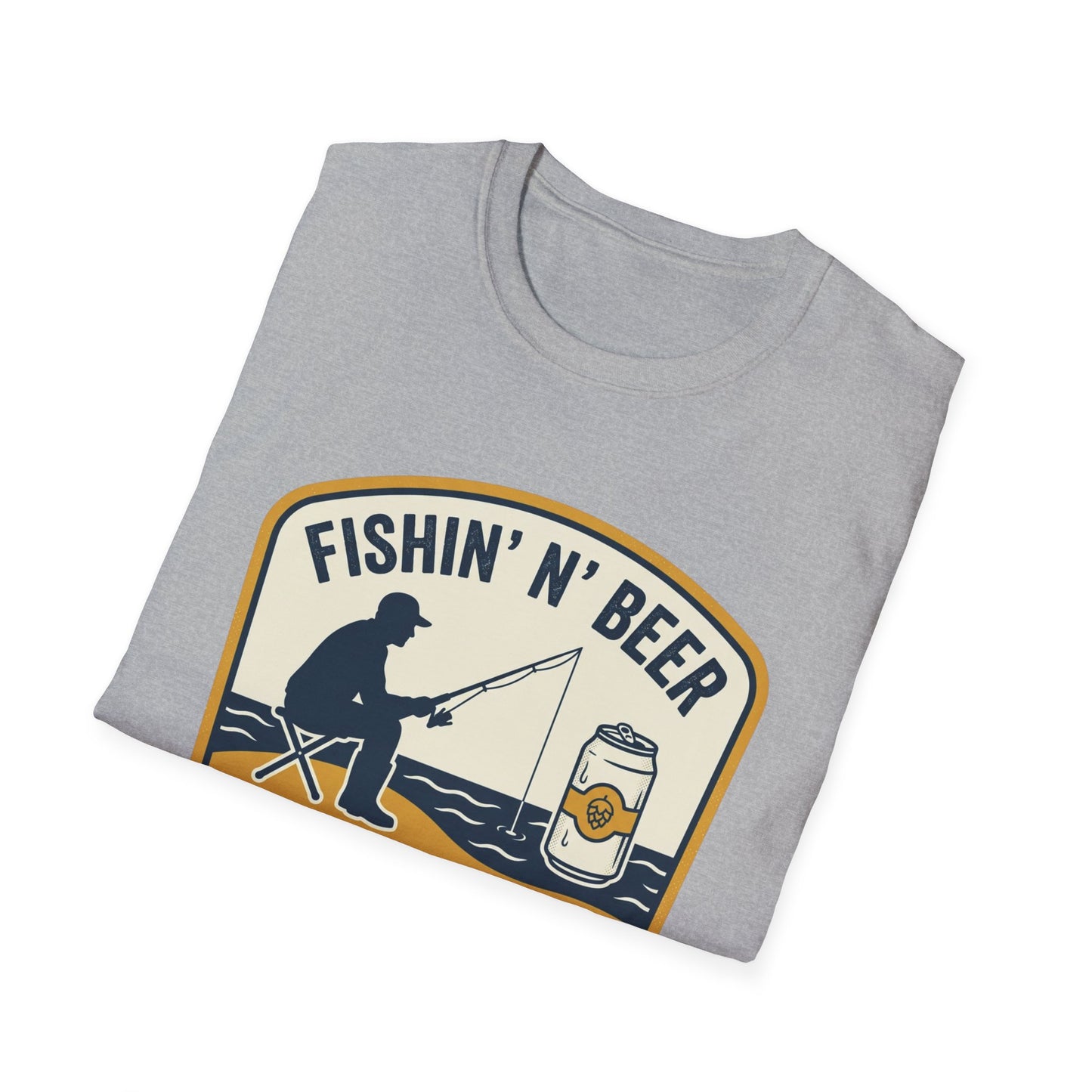 Fishing N' Beer T-Shirt — "Fishin' N' Beer That's Why I'm Here" Fishing Graphic Shirt