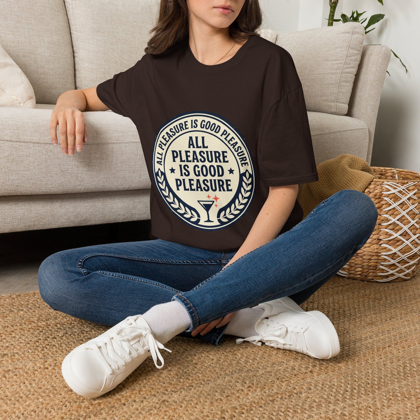 "All Pleasure Is Good Pleasure" Vintage Badge Tee