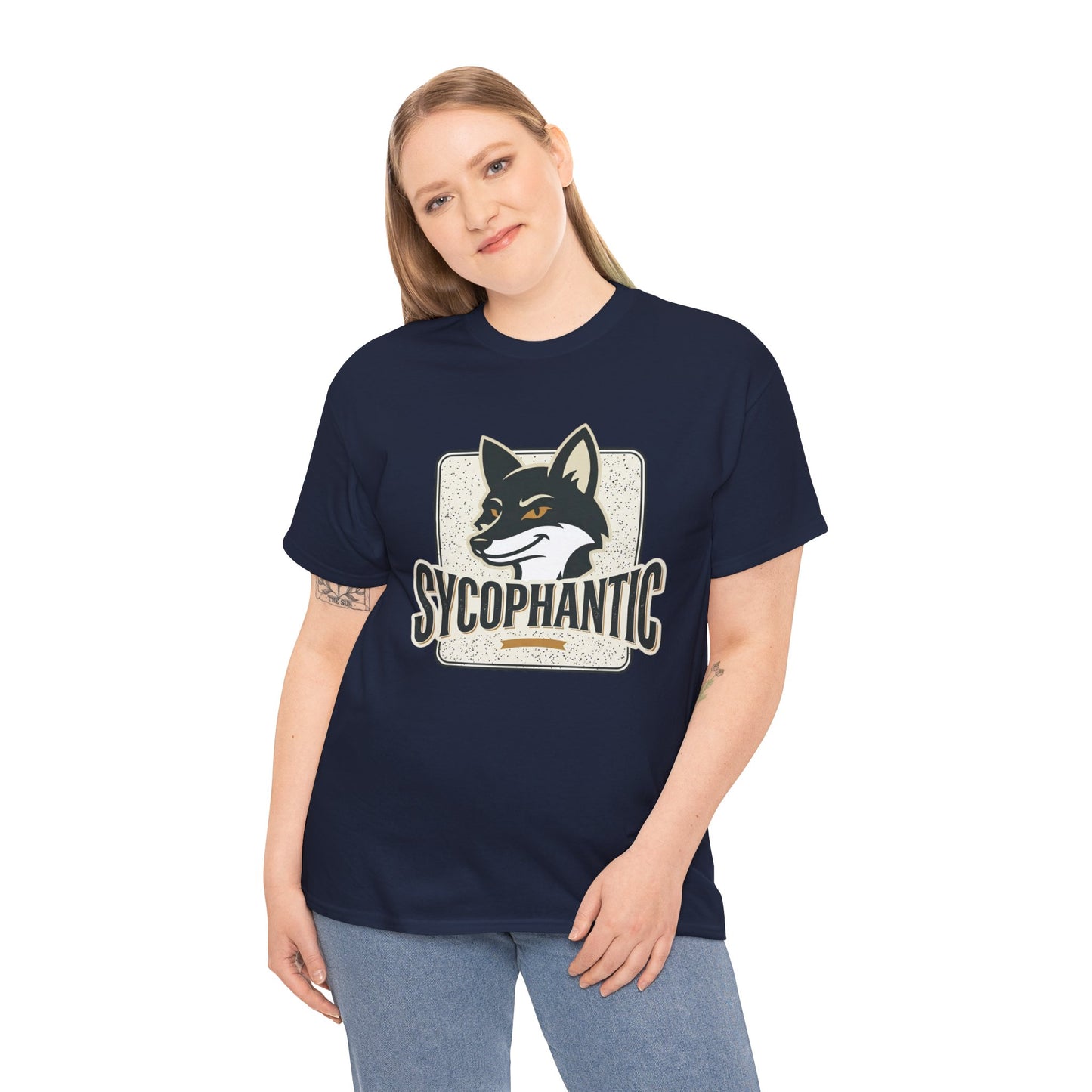 Sycophantic Fox Graphic Tee — Retro Animal Logo T-Shirt