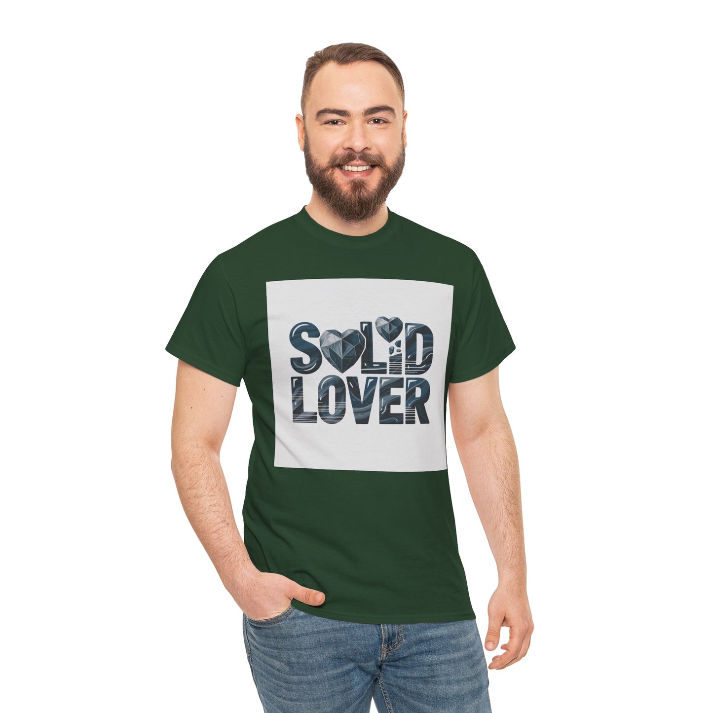 Solid Lover T‑Shirt — Bold Heart Typography Tee for Couples & Romance
