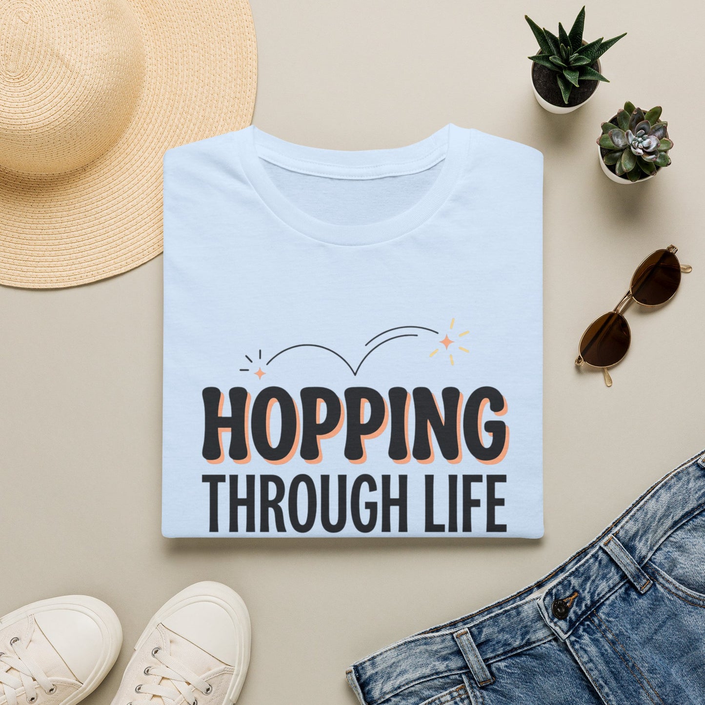 Hopping Through Life Tee — "Hopping Through Life with Joy" Inspirational Graphic T-Shirt