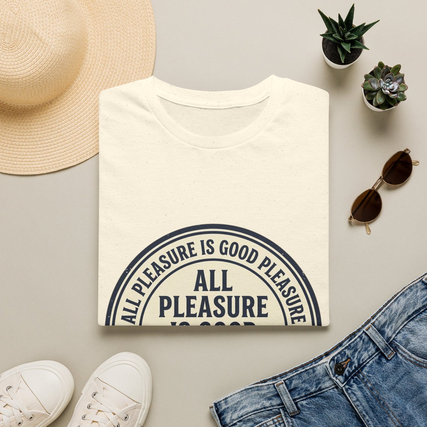 "All Pleasure Is Good Pleasure" Vintage Badge Tee