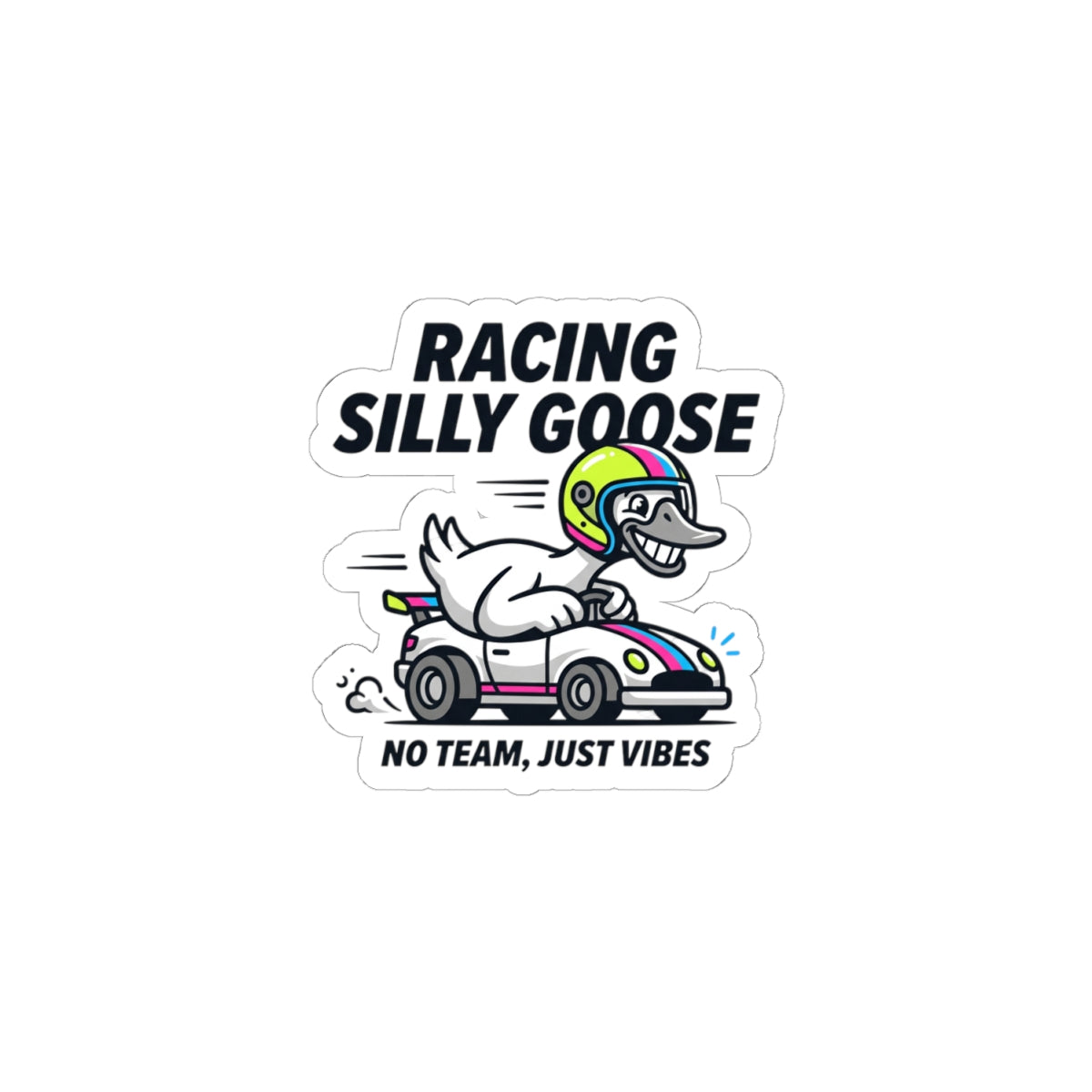 Racing Silly Goose Kiss-Cut Stickers | motorsport, checkered, funny