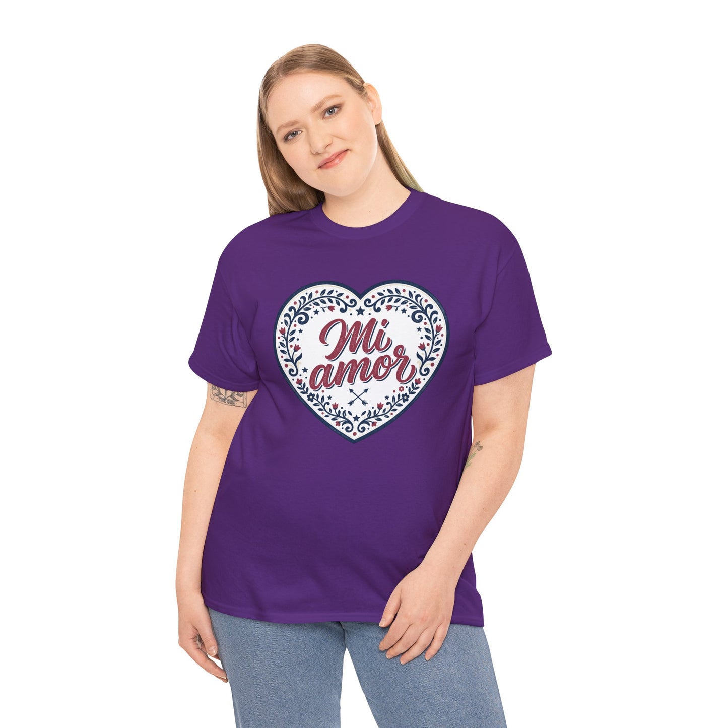 Mi Amor Heart T-Shirt — Romantic Floral Graphic Tee for Valentine’s Day