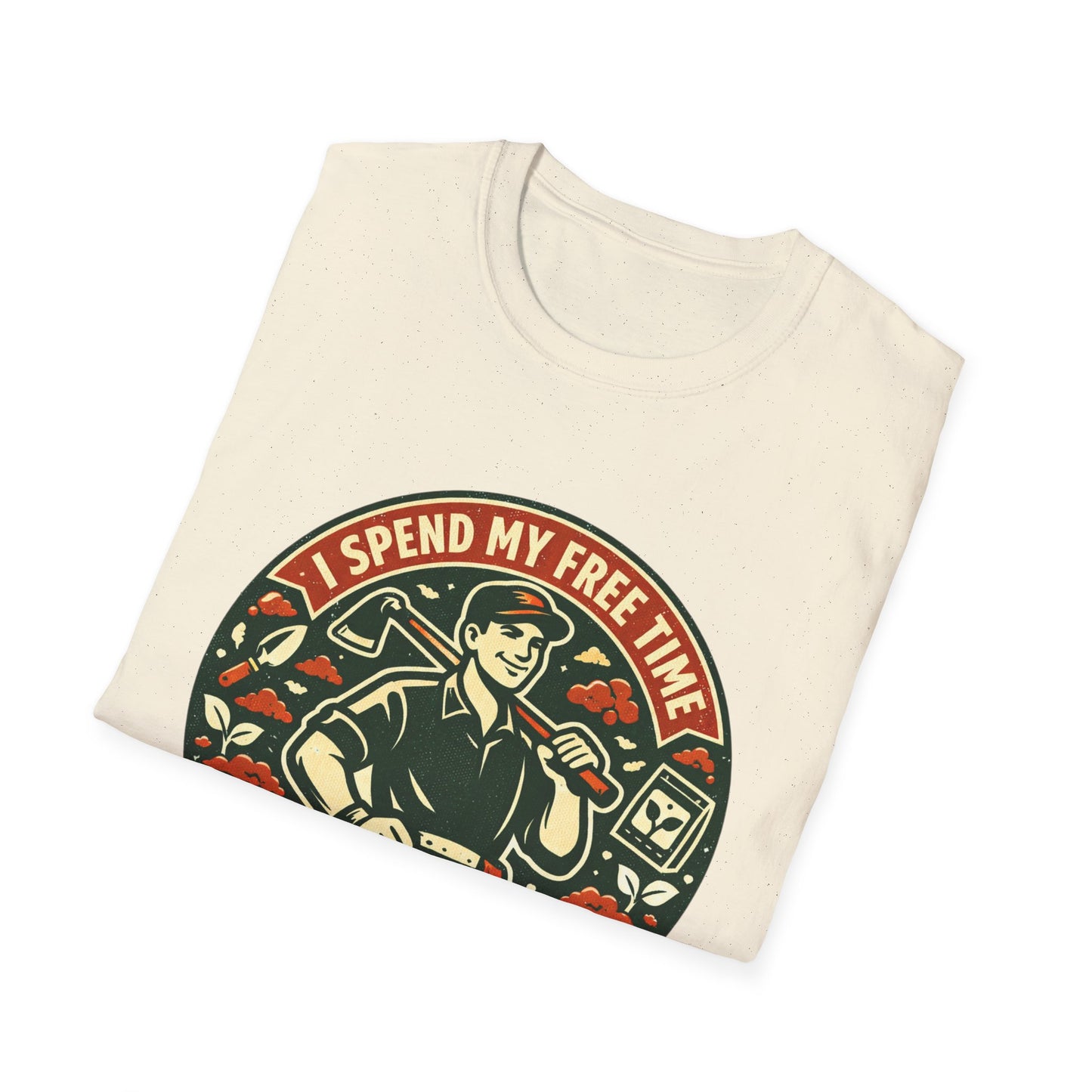 Gardener T-Shirt — “I Spend My Free Time With Hoes & Dirt Bags” Retro Gardening Tee