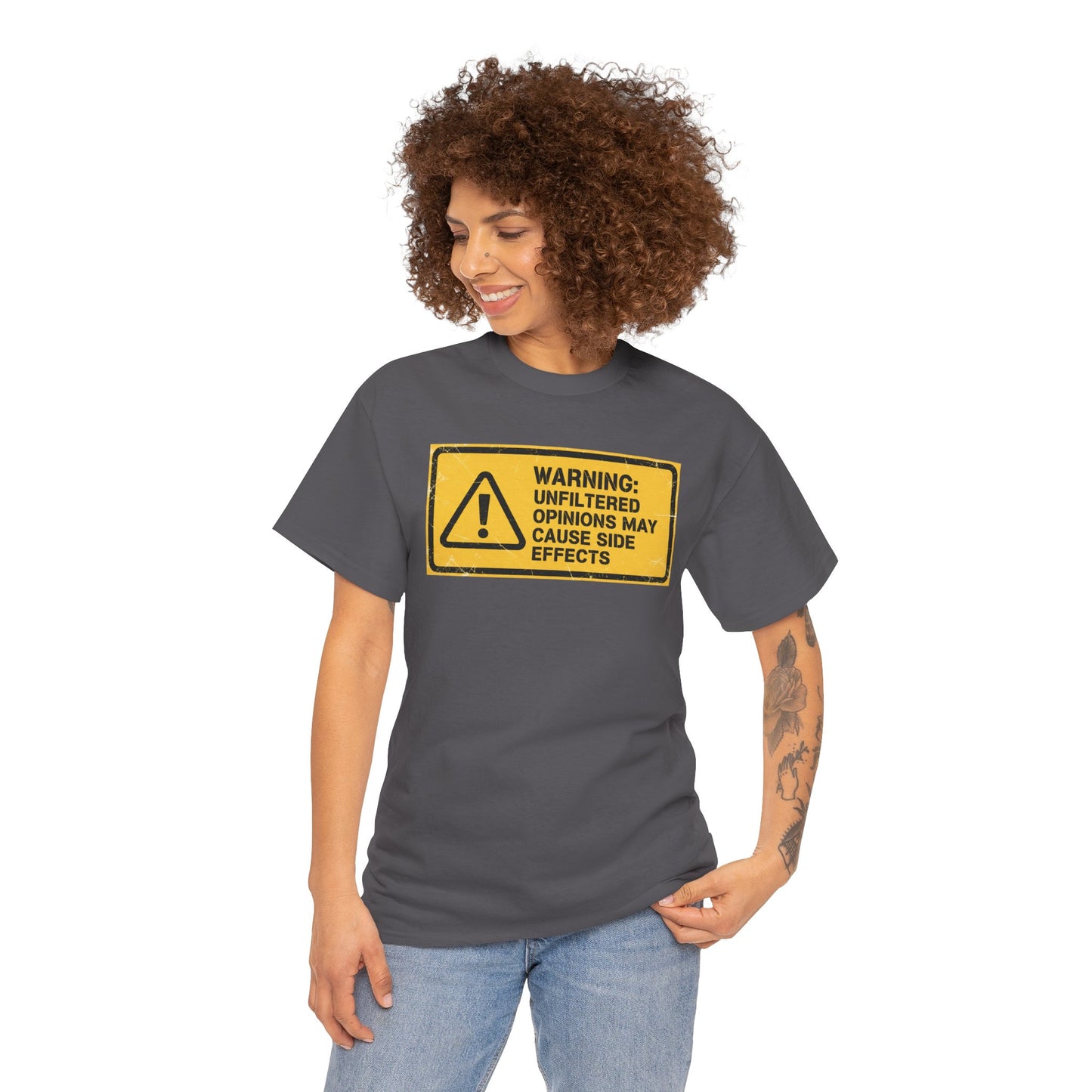 T-Shirt — "Warning: Unfiltered Opinions May Cause Side Effects" Graphic Tee