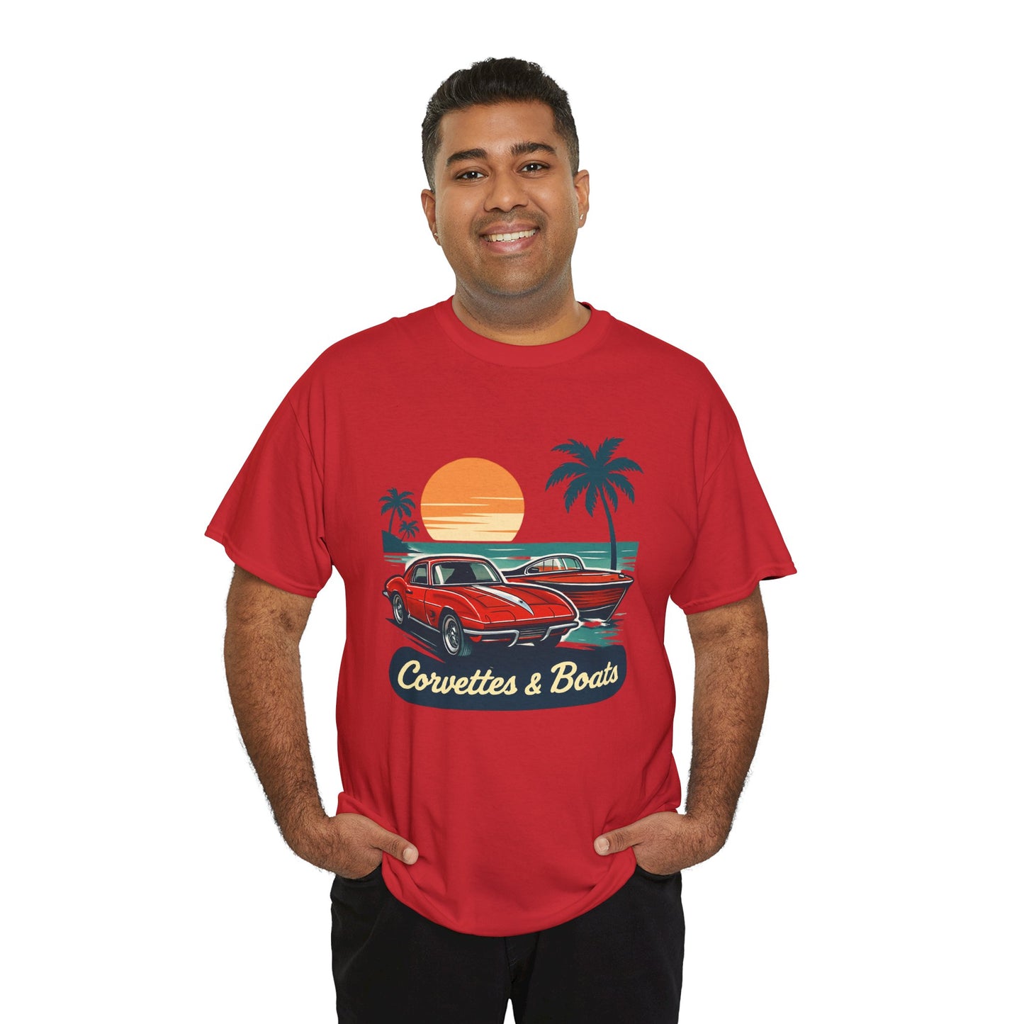 Corvettes & Boats Retro Sunset T‑Shirt