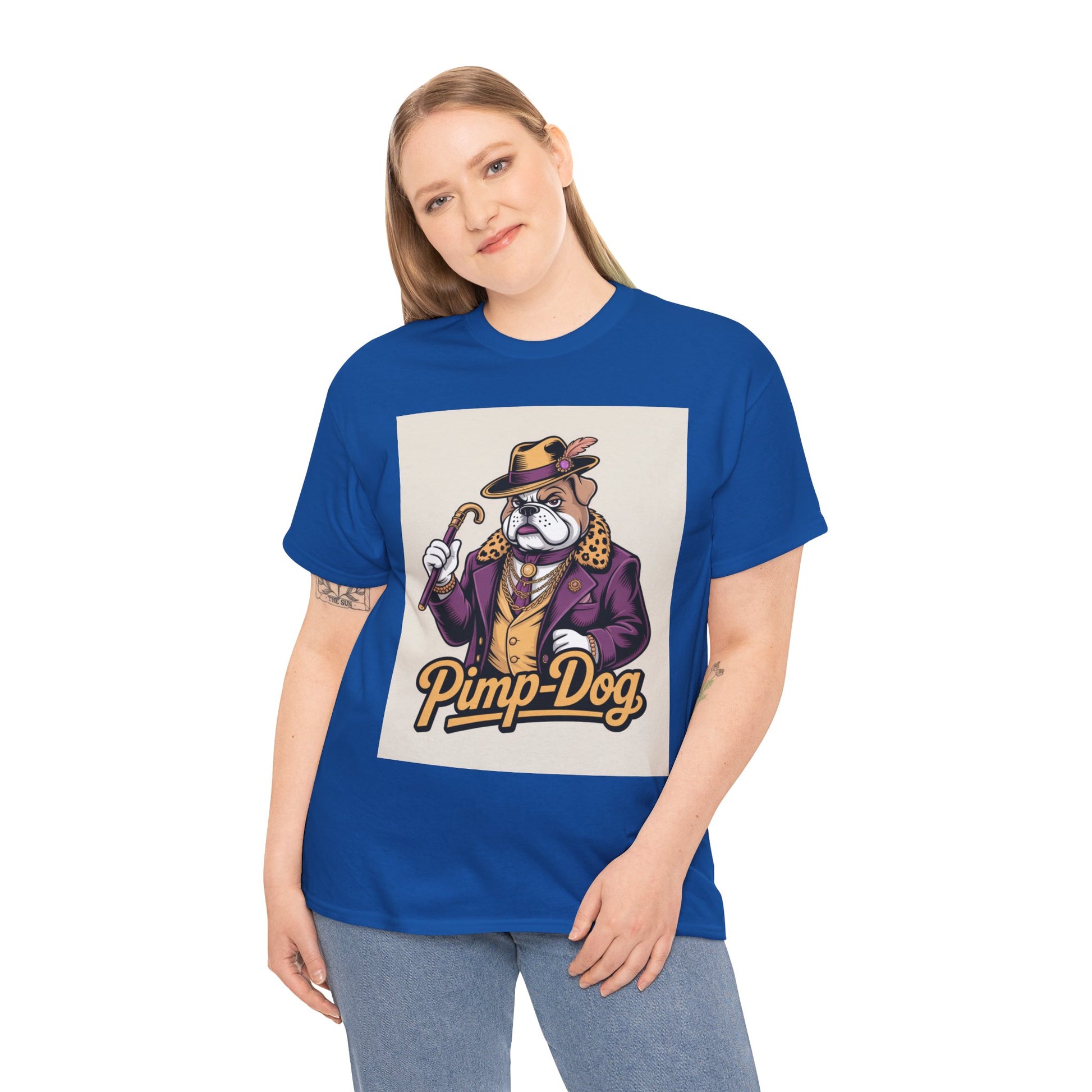 Pimp-Dog Graphic Tee — Retro Bulldog Character Shirt Printify