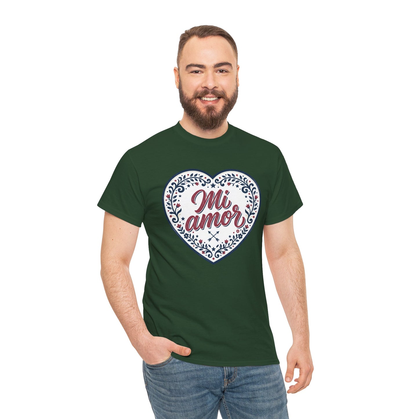 Mi Amor Heart T-Shirt — Romantic Floral Graphic Tee for Valentine’s Day