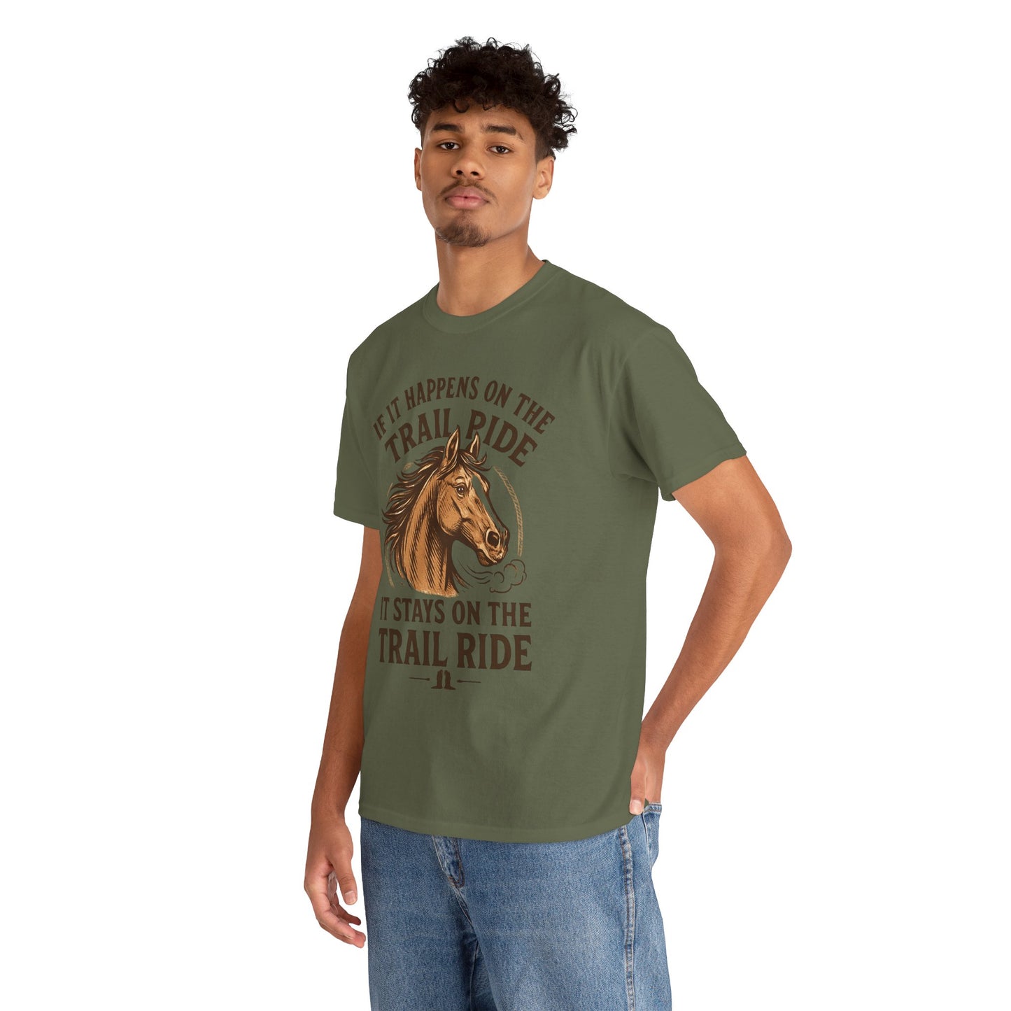 Trail Ride T-Shirt — "If It Happens On The Trail Ride, It Stays On The Trail Ride" Horse Tee