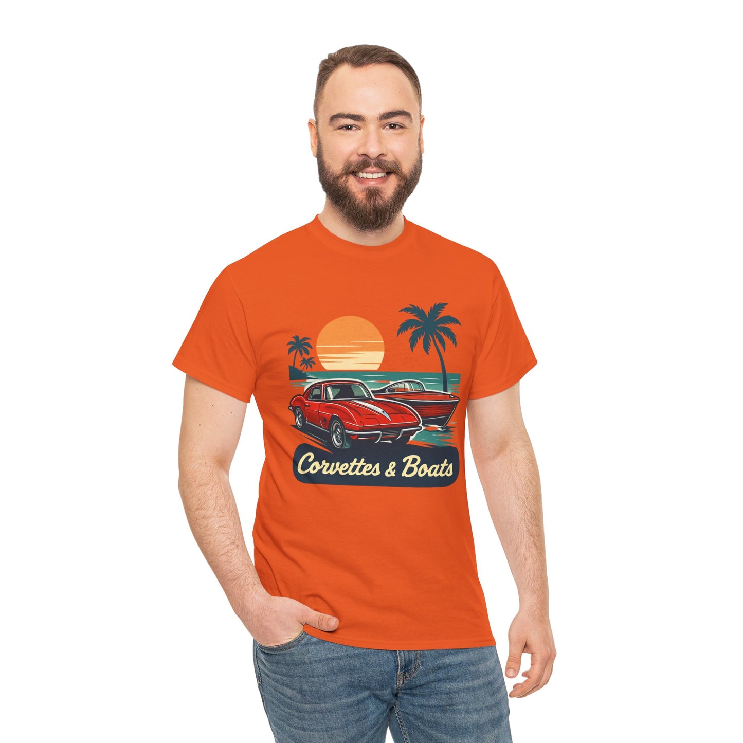 Corvettes & Boats Retro Sunset T‑Shirt