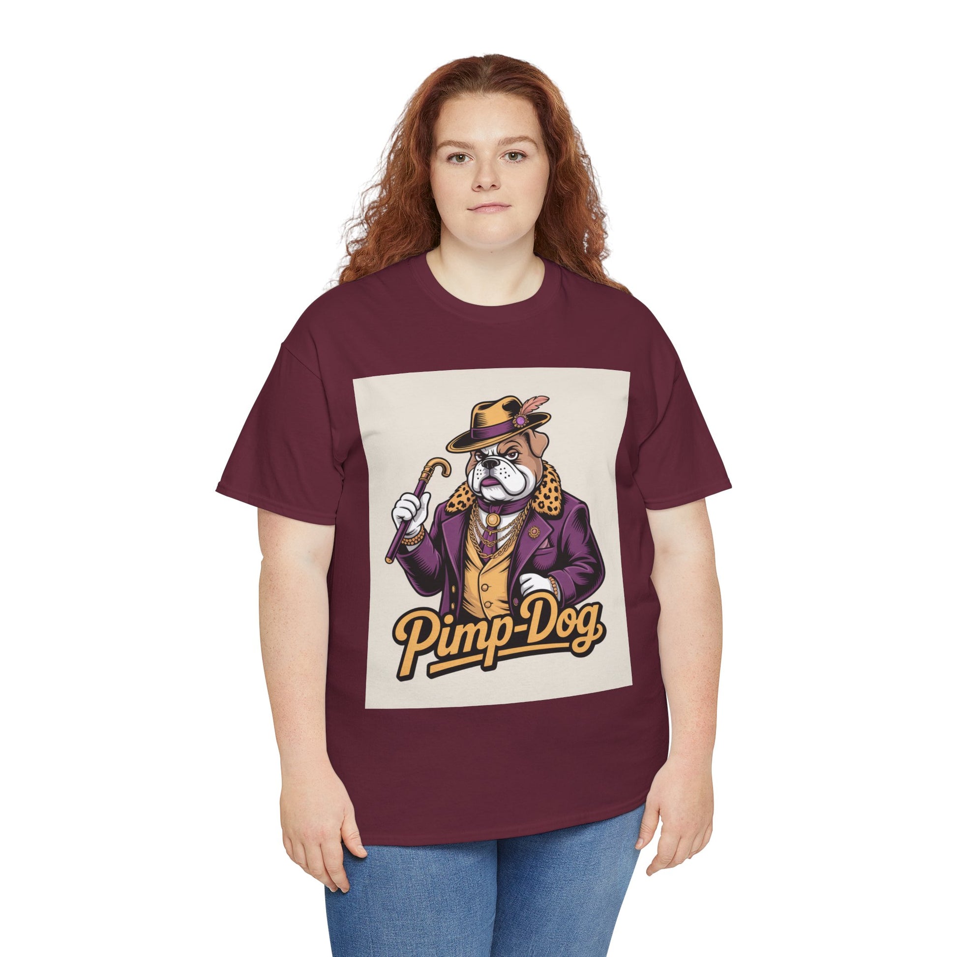 Pimp-Dog Graphic Tee — Retro Bulldog Character Shirt Printify