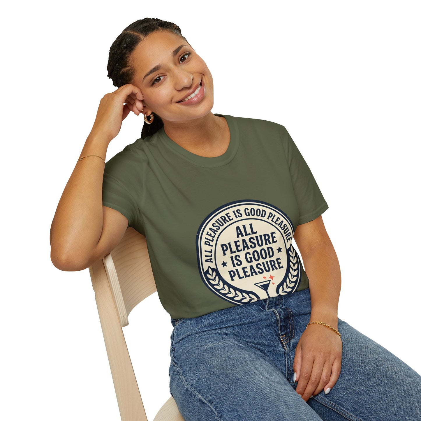 "All Pleasure Is Good Pleasure" Vintage Badge Tee