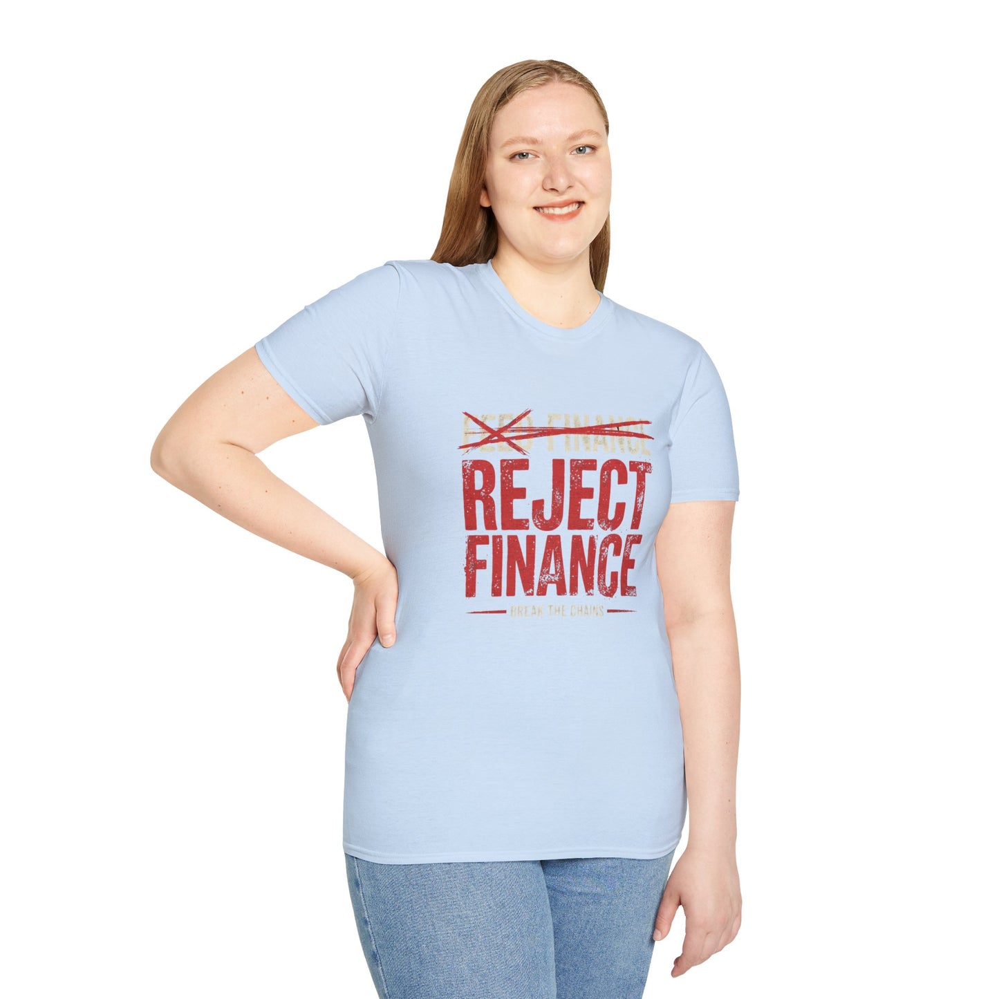 Reject Finance T-Shirt — Bold Red Protest Graphic Tee