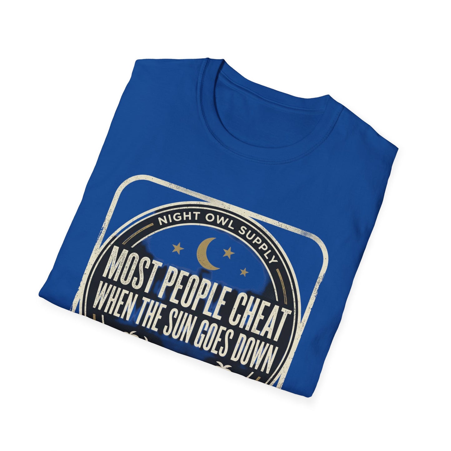 “Most People Cheat When The Sun Goes Down” Vintage Graphic Tee-Night Owl T-Shirt