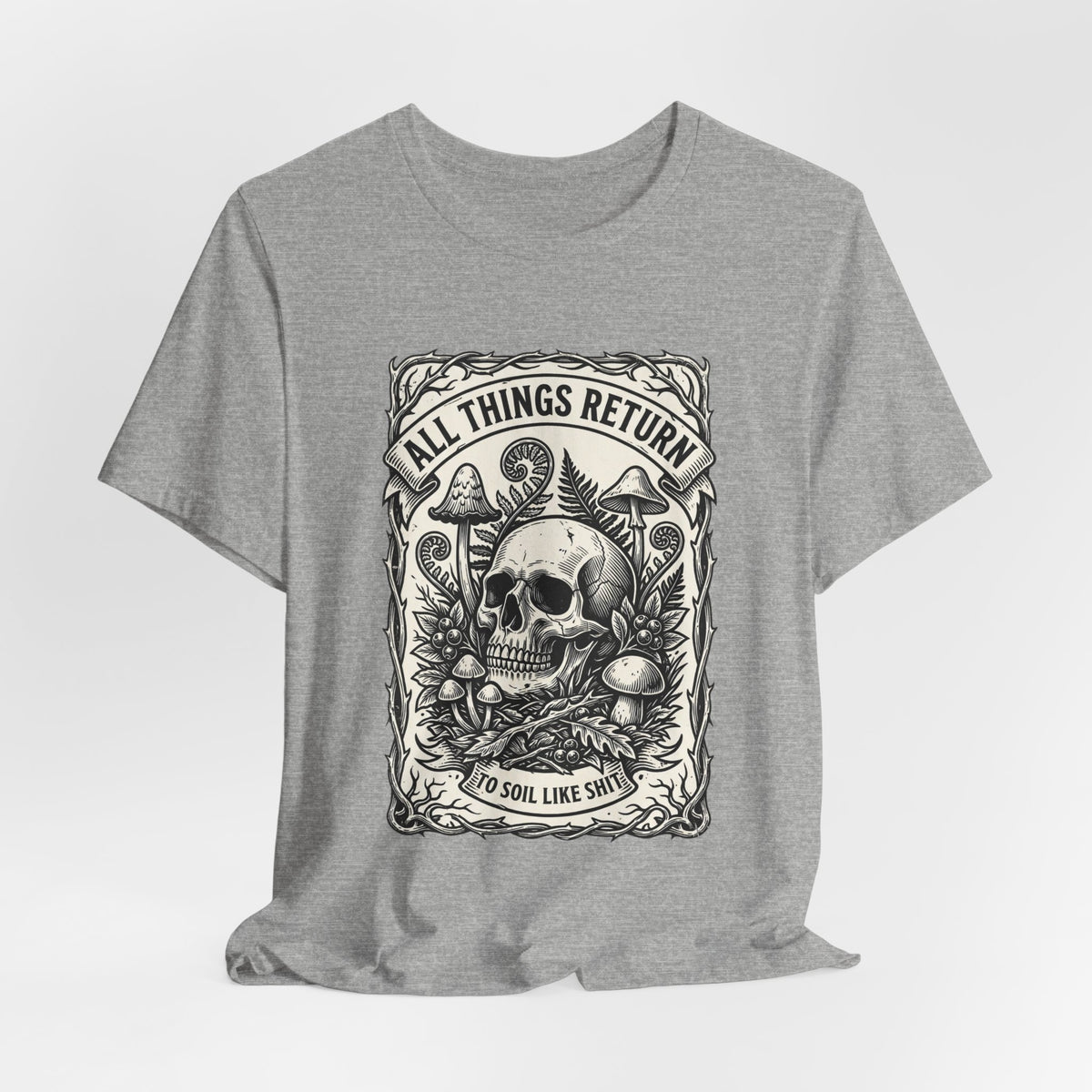 All Things Return skull mushroom botanical tee | Gothic botanicals