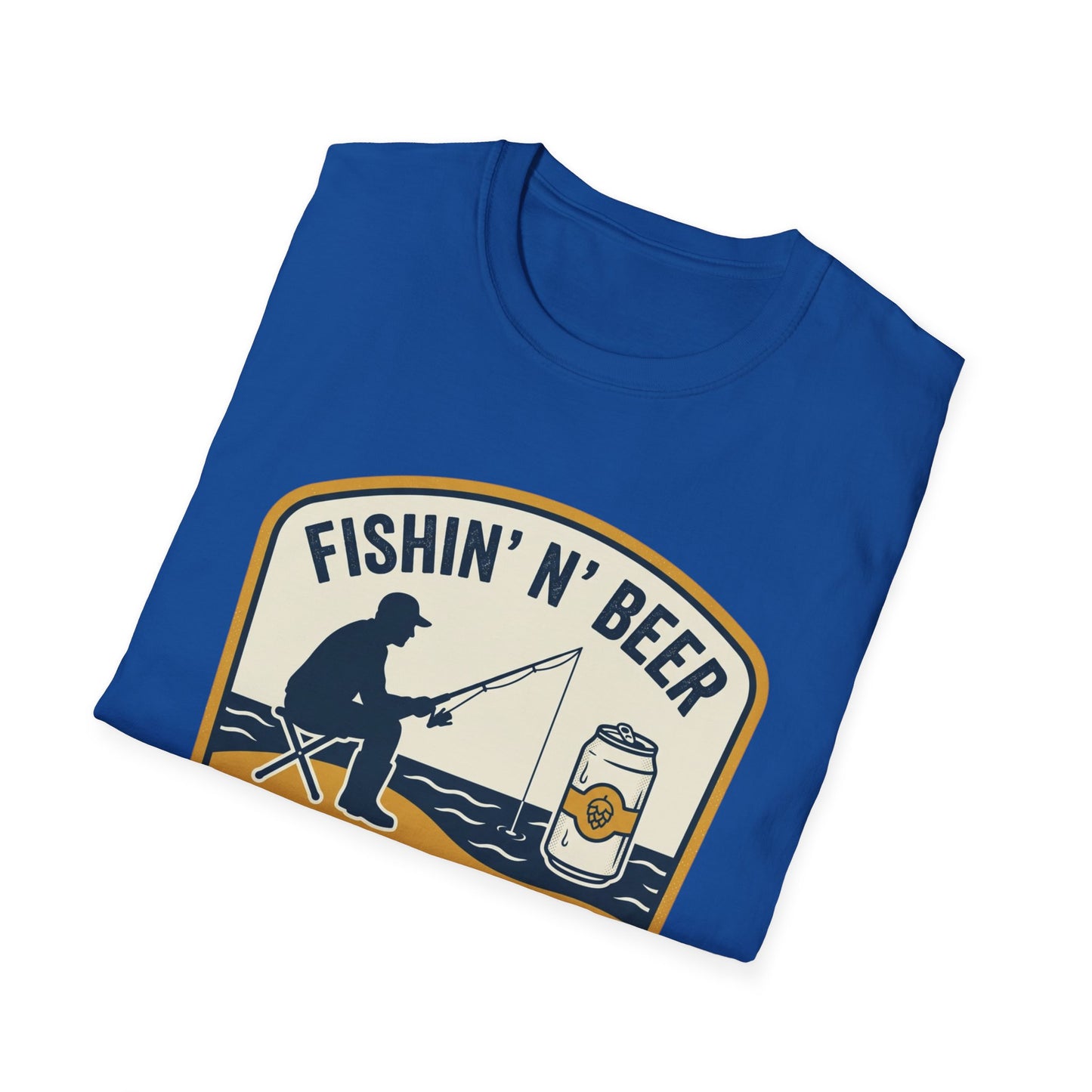 Fishing N' Beer T-Shirt — "Fishin' N' Beer That's Why I'm Here" Fishing Graphic Shirt