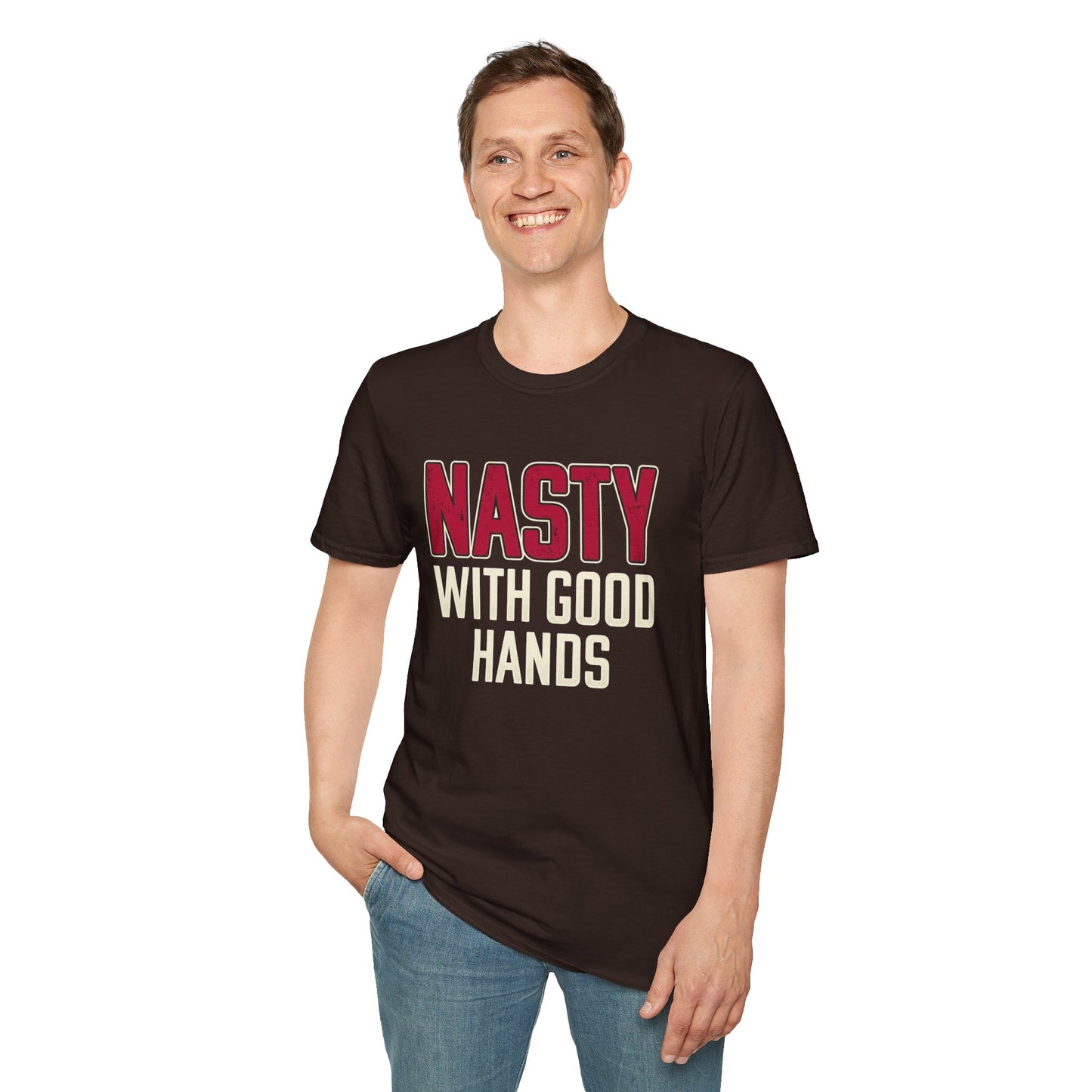 "NASTY With Good Hands" Bold Lettering Graphic Tee