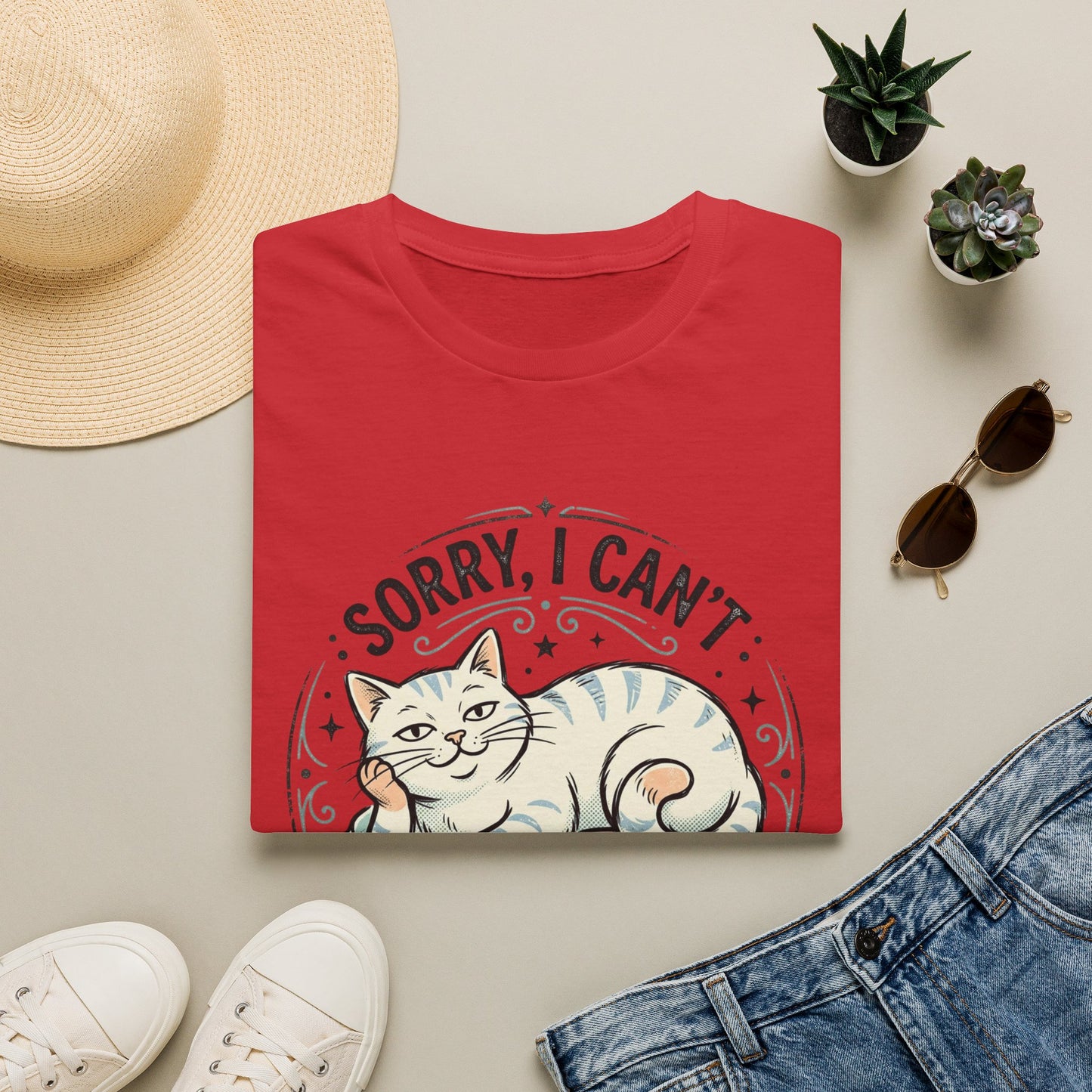 "Sorry, I Can’t — I Already Have Plans With My Cat" Cute Cat Graphic Tee