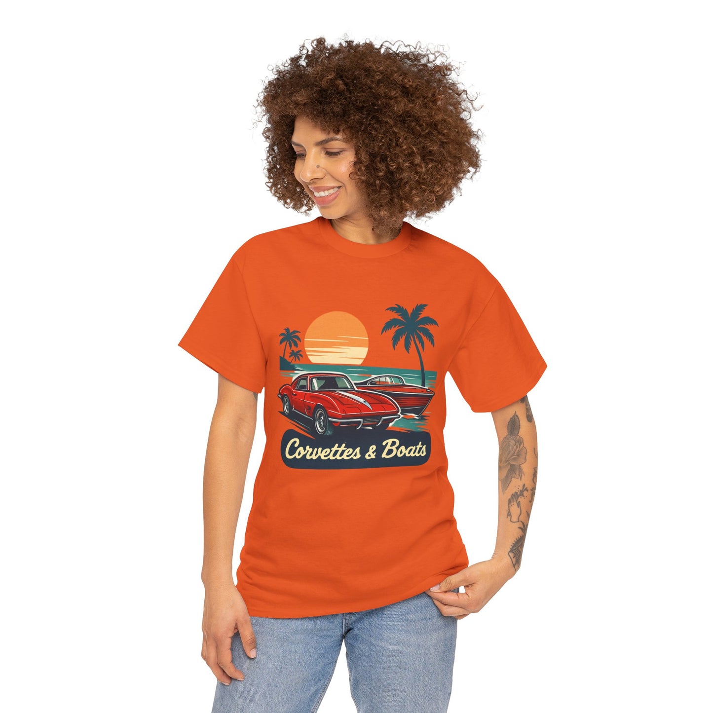 Corvettes & Boats Retro Sunset T‑Shirt