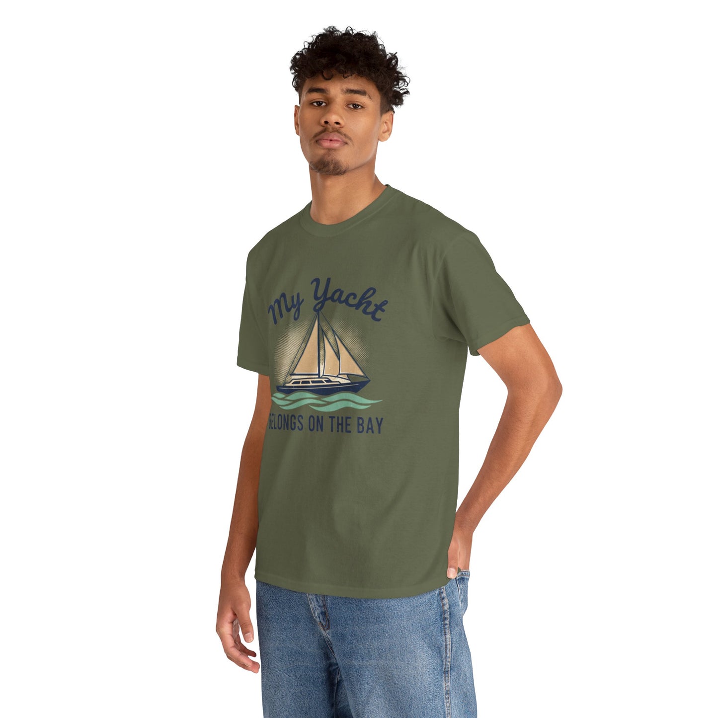 Sailboat Graphic Tee - "My Yacht Belongs on the Bay" Casual Nautical T-Shirt