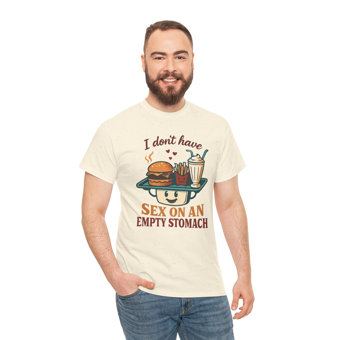 "I Don't Have Sex on an Empty Stomach" Burger & Milkshake Funny T-Shirt
