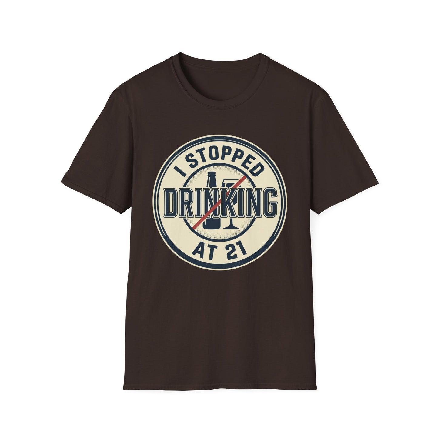 'Stopped Drinking at 21' Vintage Sobriety Shirt