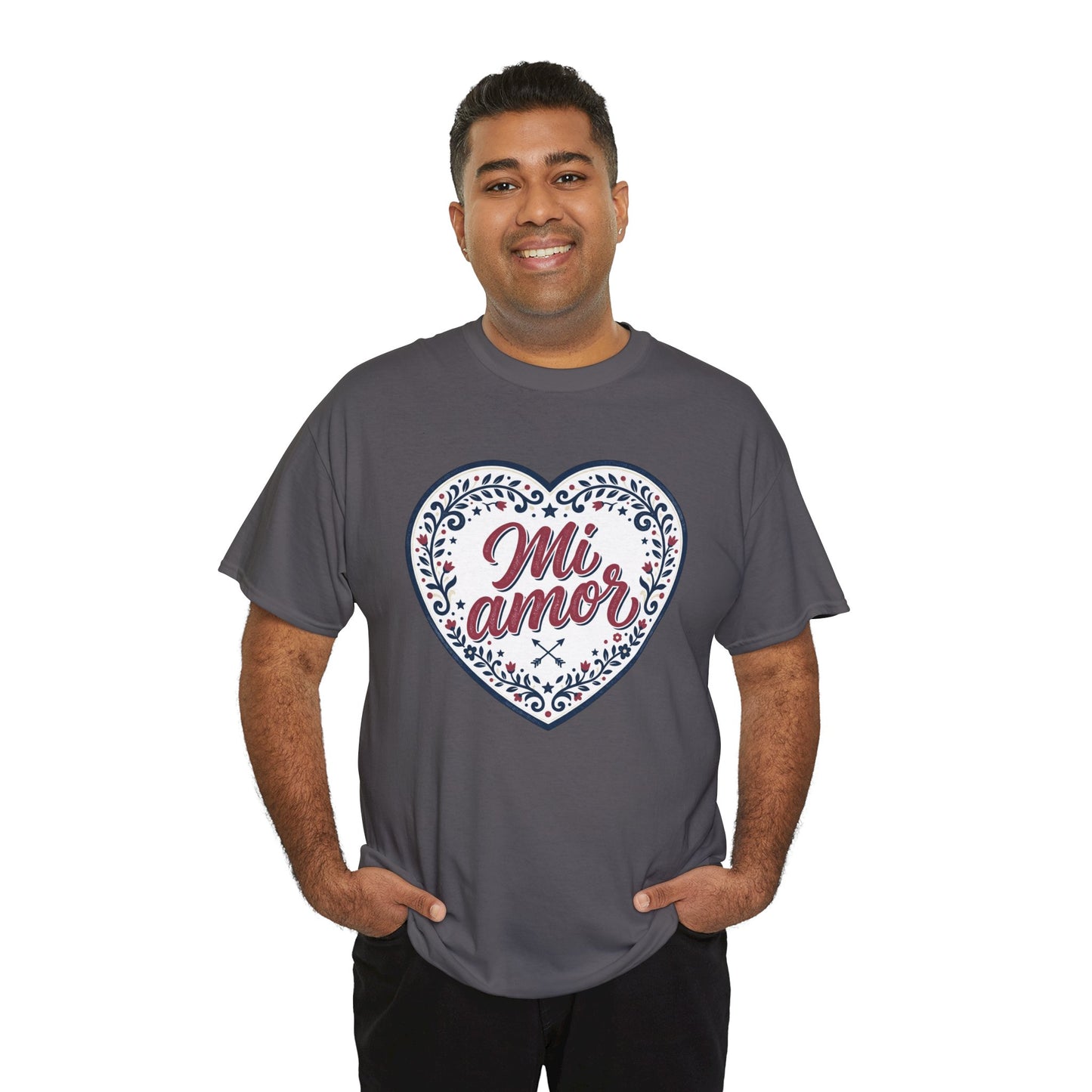 Mi Amor Heart T-Shirt — Romantic Floral Graphic Tee for Valentine’s Day