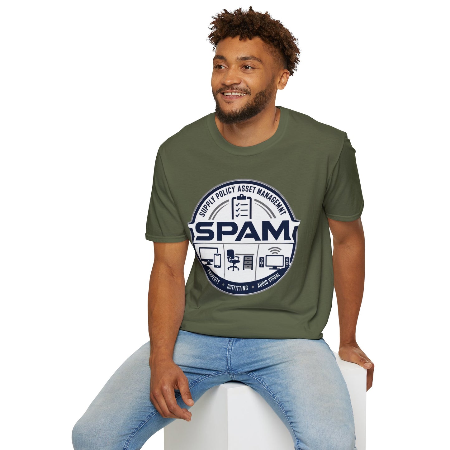 SPAM Supply Policy Asset Management T-Shirt — Logistics/ IT / Admin Graphic Tee