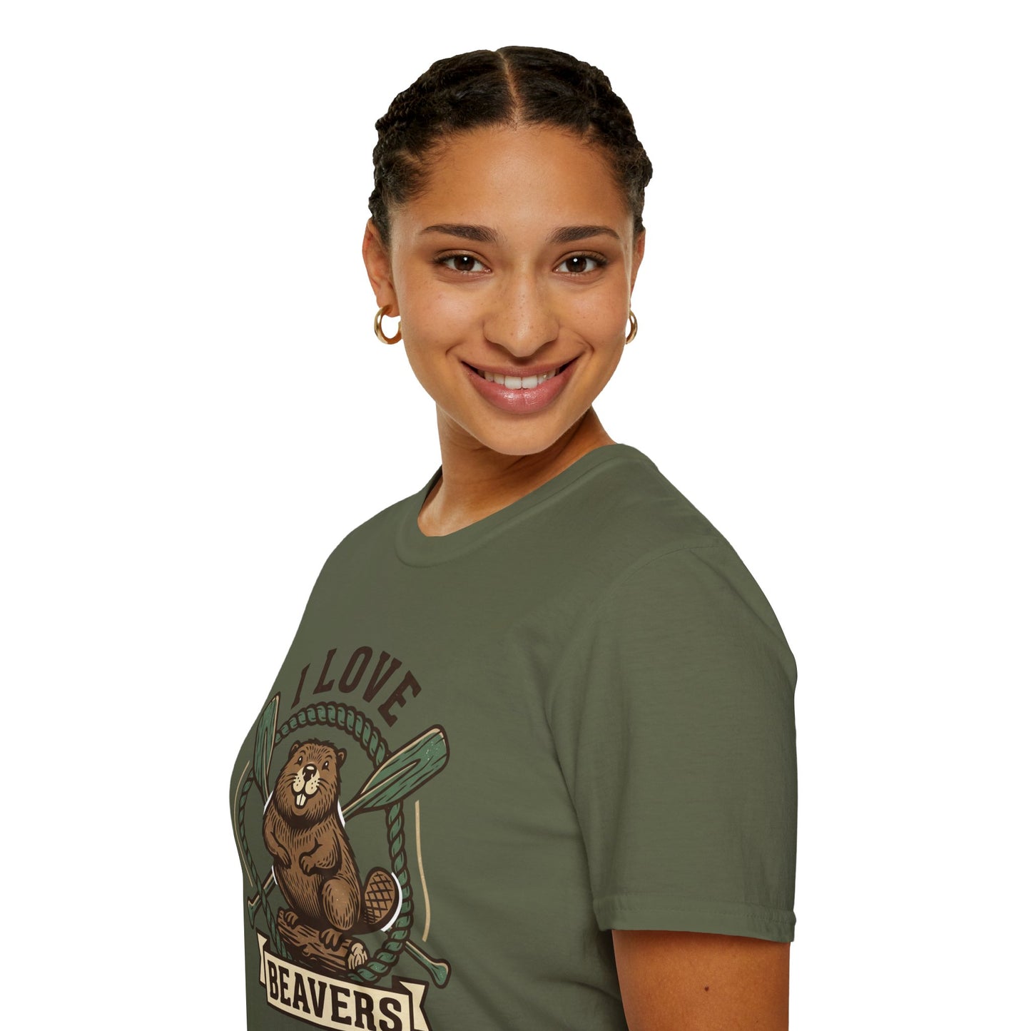 I Love Beavers T-Shirt — Cute Vintage Beaver Graphic Tee with Oars