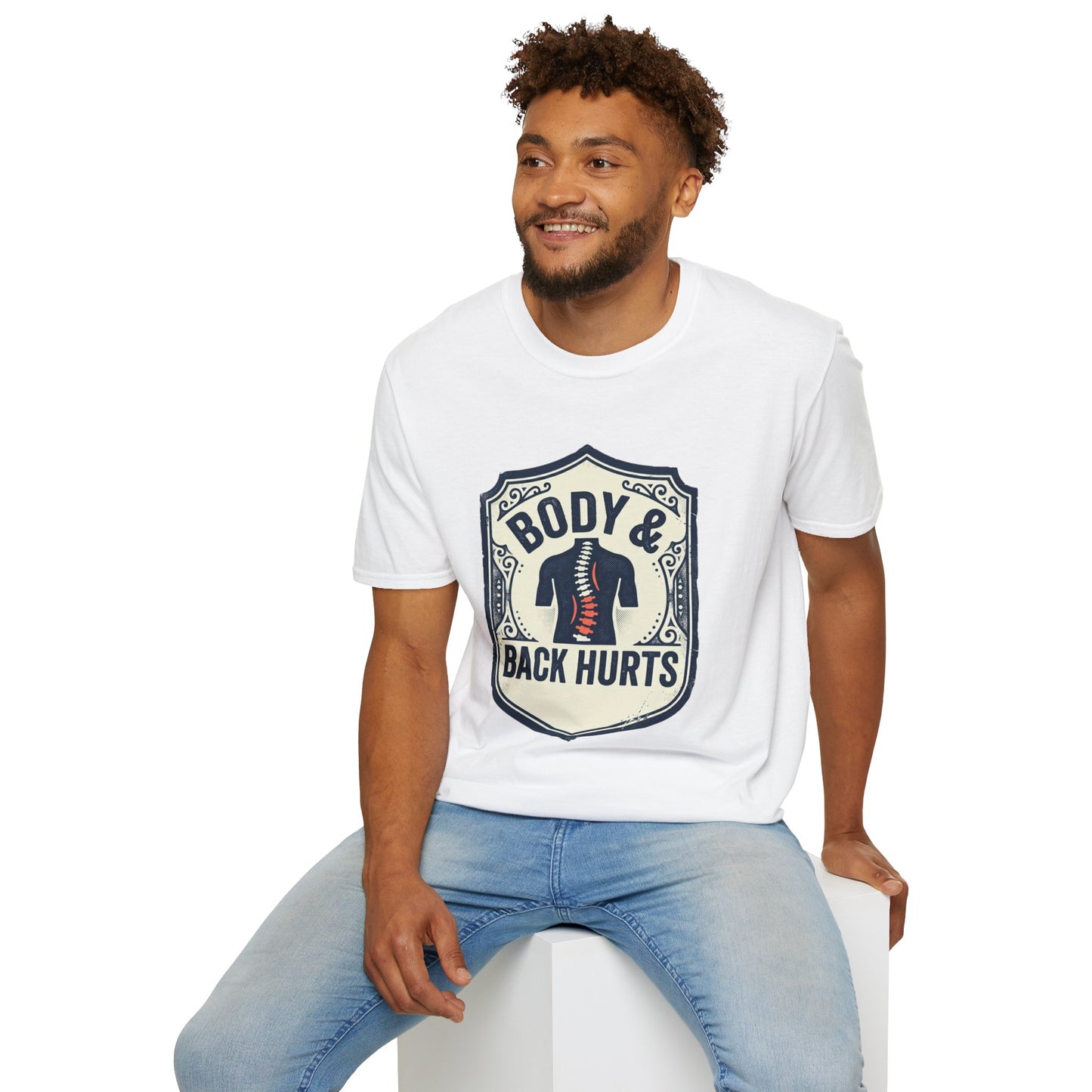 Back Hurts T-Shirt — Body & Back Hurts Graphic Tee for Spine Pain Relief Awareness