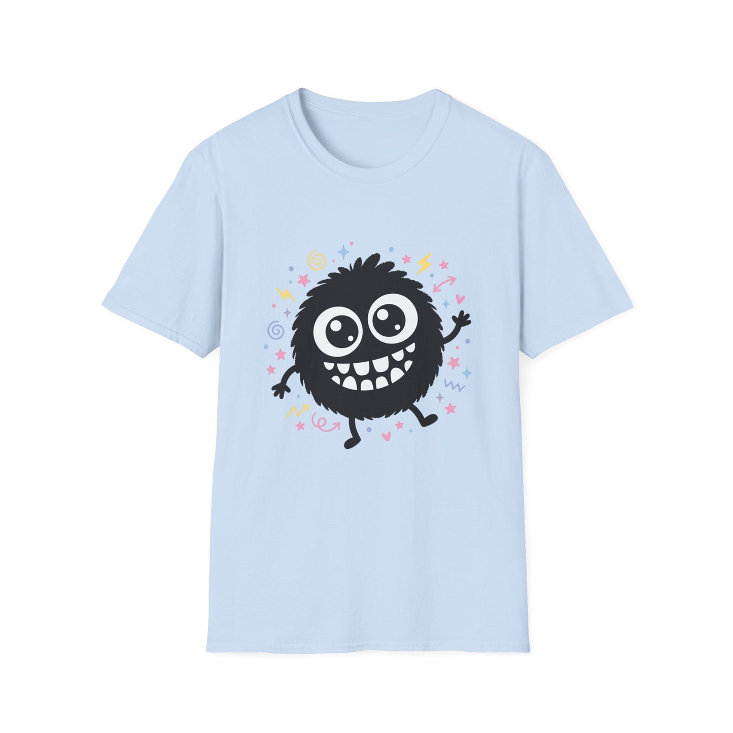Cute Fuzzy Monster T-Shirt — Playful Cartoon Graphic Tee for Kids & Adults