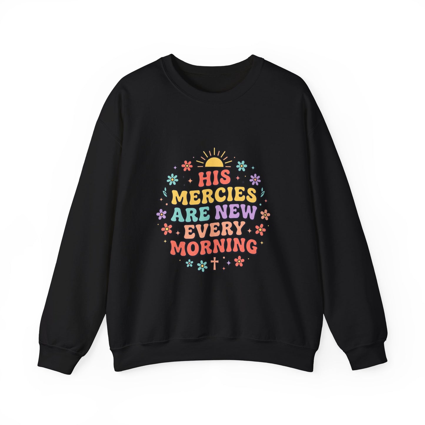 His Mercies Are New Every Morning Sweatshirt | Christian, Pastel Groovy Encouragement
