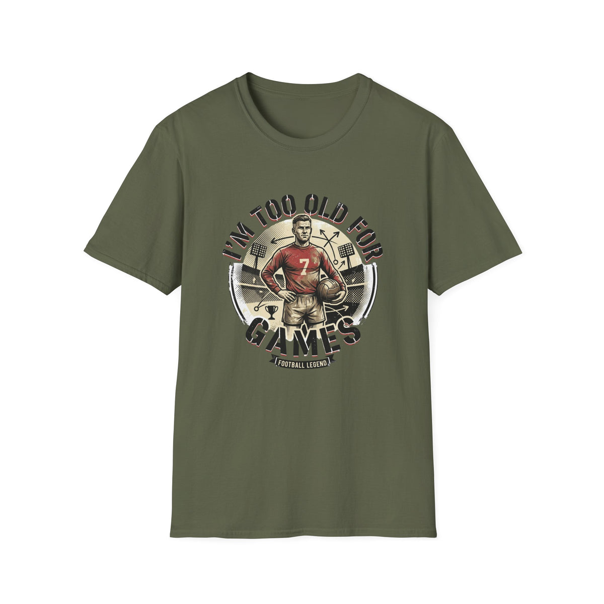 I'm Too Old for Games T-Shirt — Vintage Football Player Retro Tee