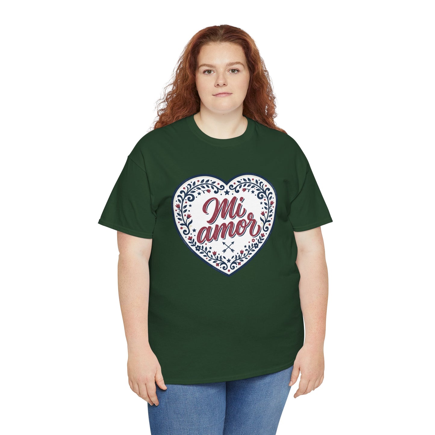 Mi Amor Heart T-Shirt — Romantic Floral Graphic Tee for Valentine’s Day
