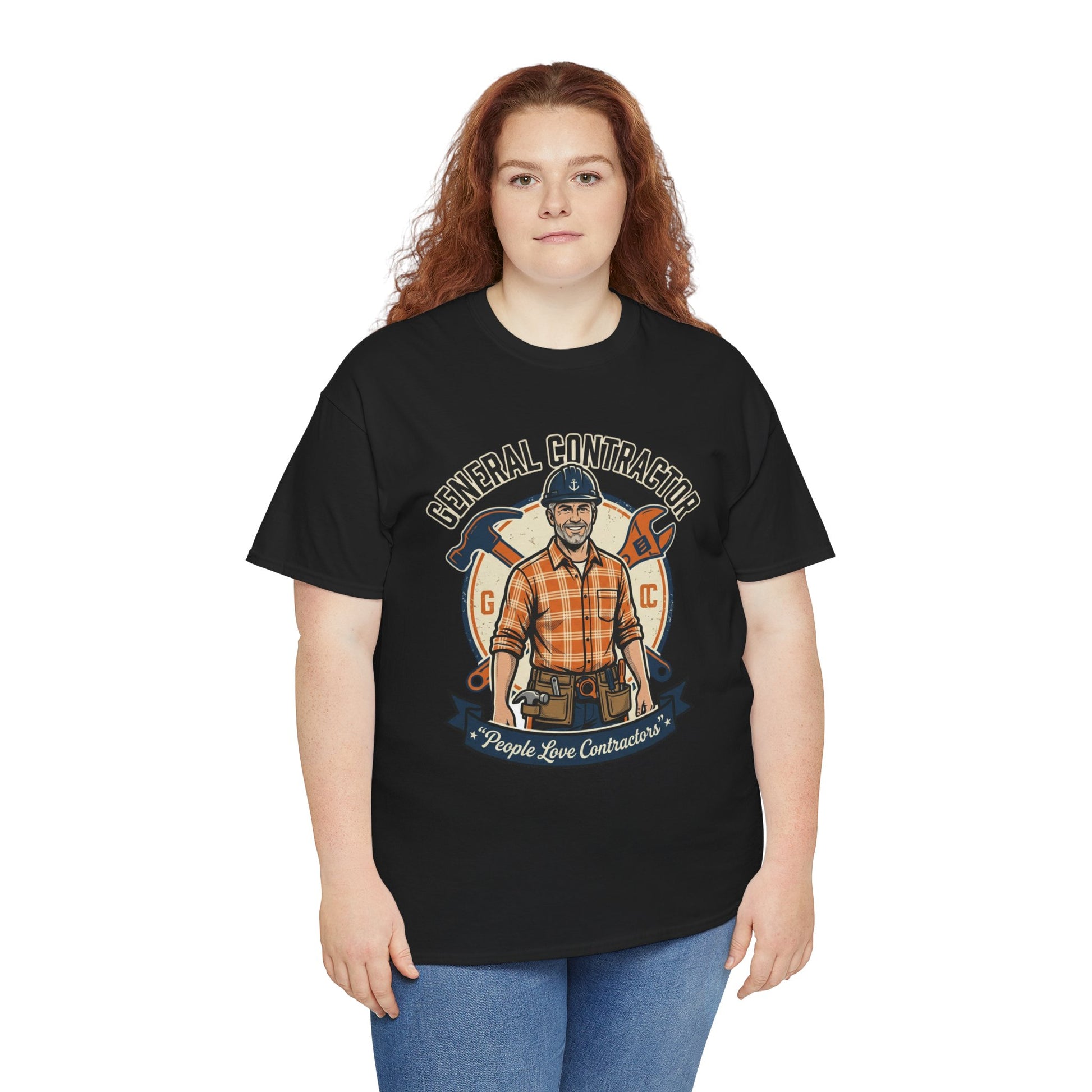 General Contractor T-Shirt — Vintage Construction Worker Logo Tee Printify