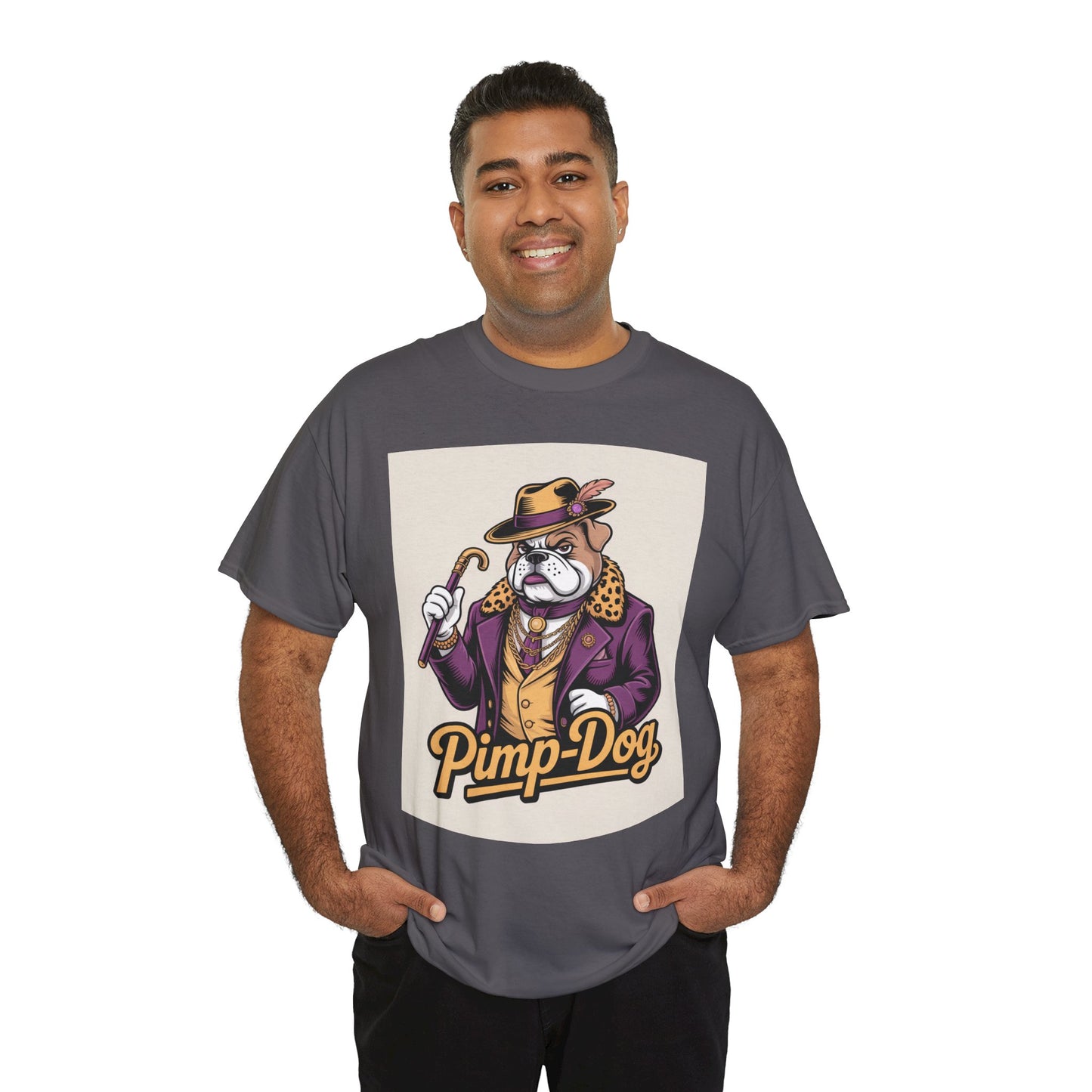 Pimp-Dog Graphic Tee — Retro Bulldog Character Shirt Printify