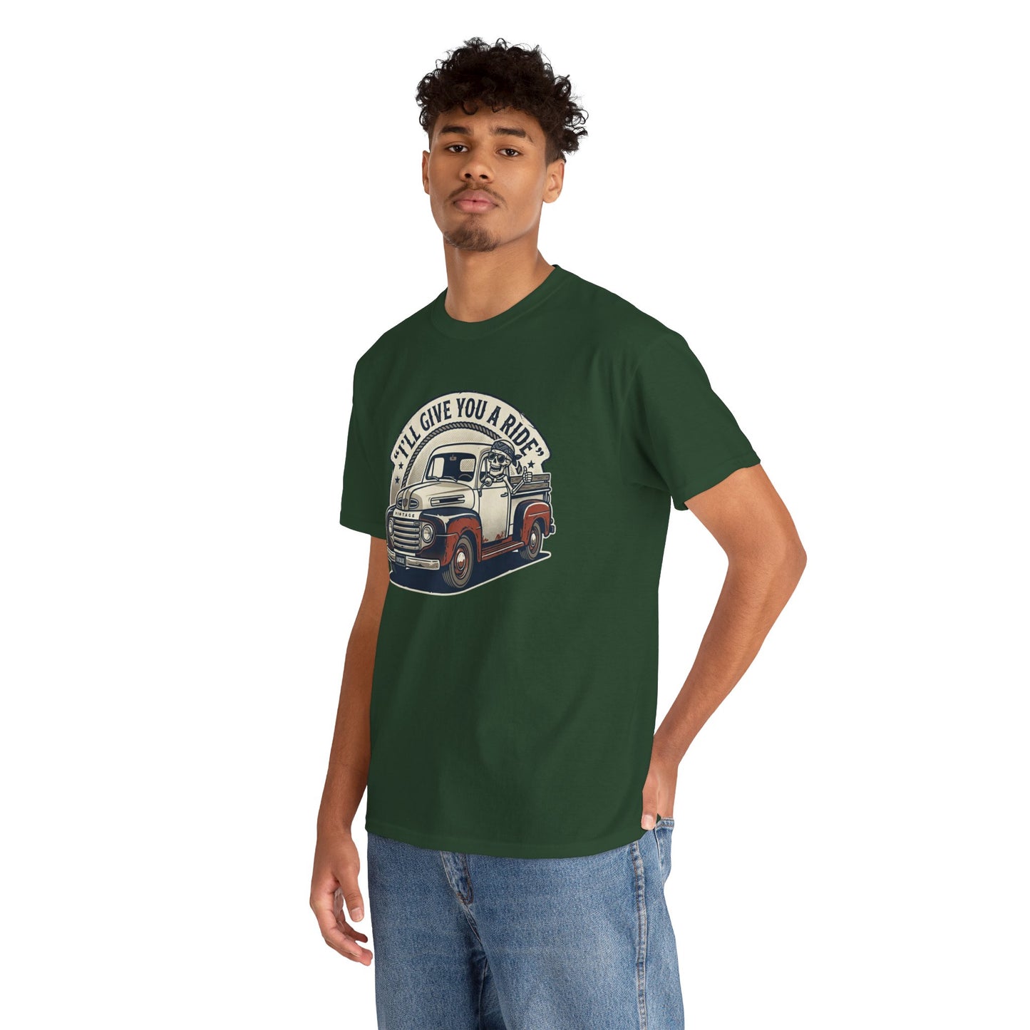 Vintage Pickup Truck T-Shirt — “I’ll Give You a Ride” Classic Retro Tee Printify