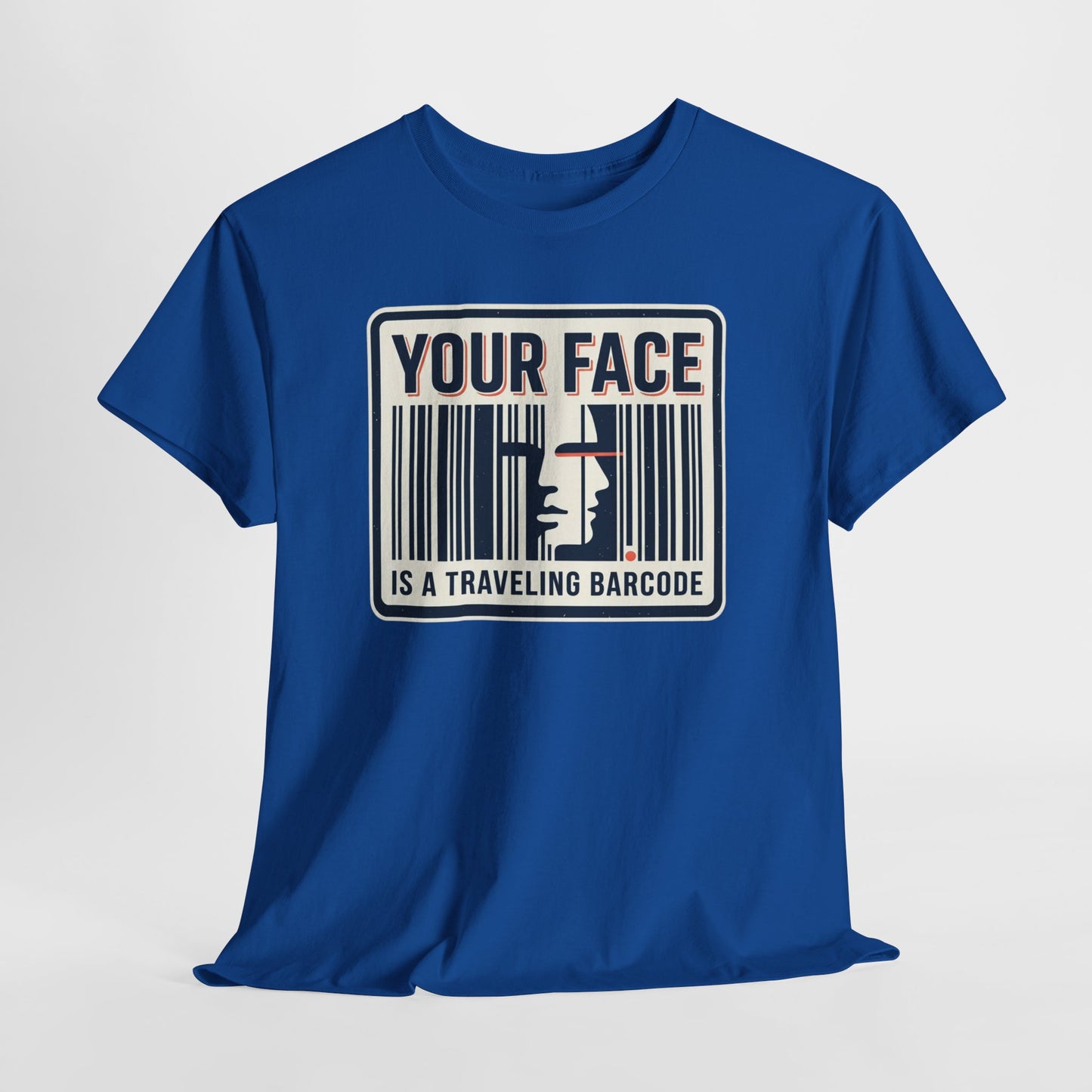 "Your Face Is a Traveling Barcode" Graphic Tee